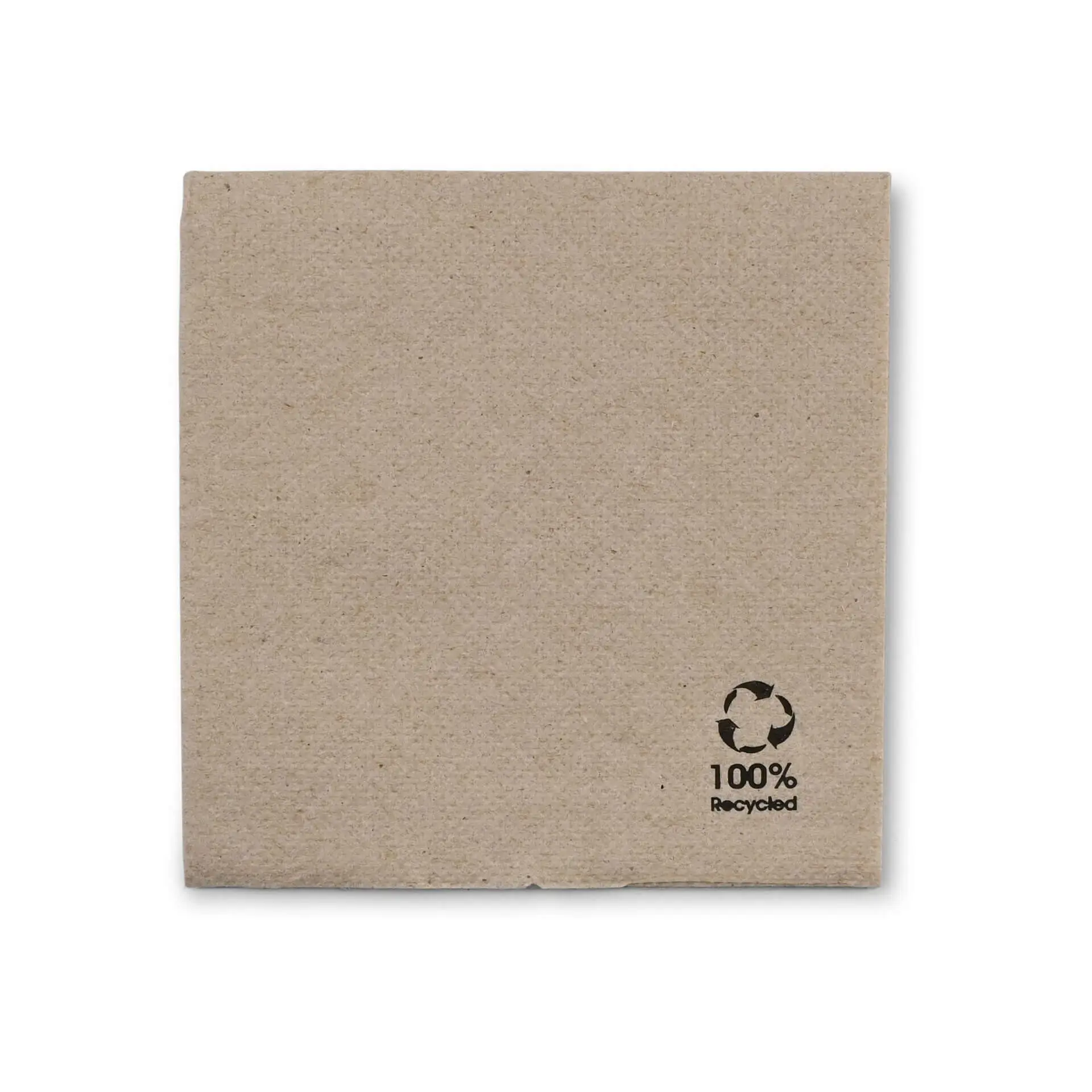 Cocktail napkins made of recycled paper (Premium) 20 x 20 cm, 2-ply, 1/4 fold, unbleached