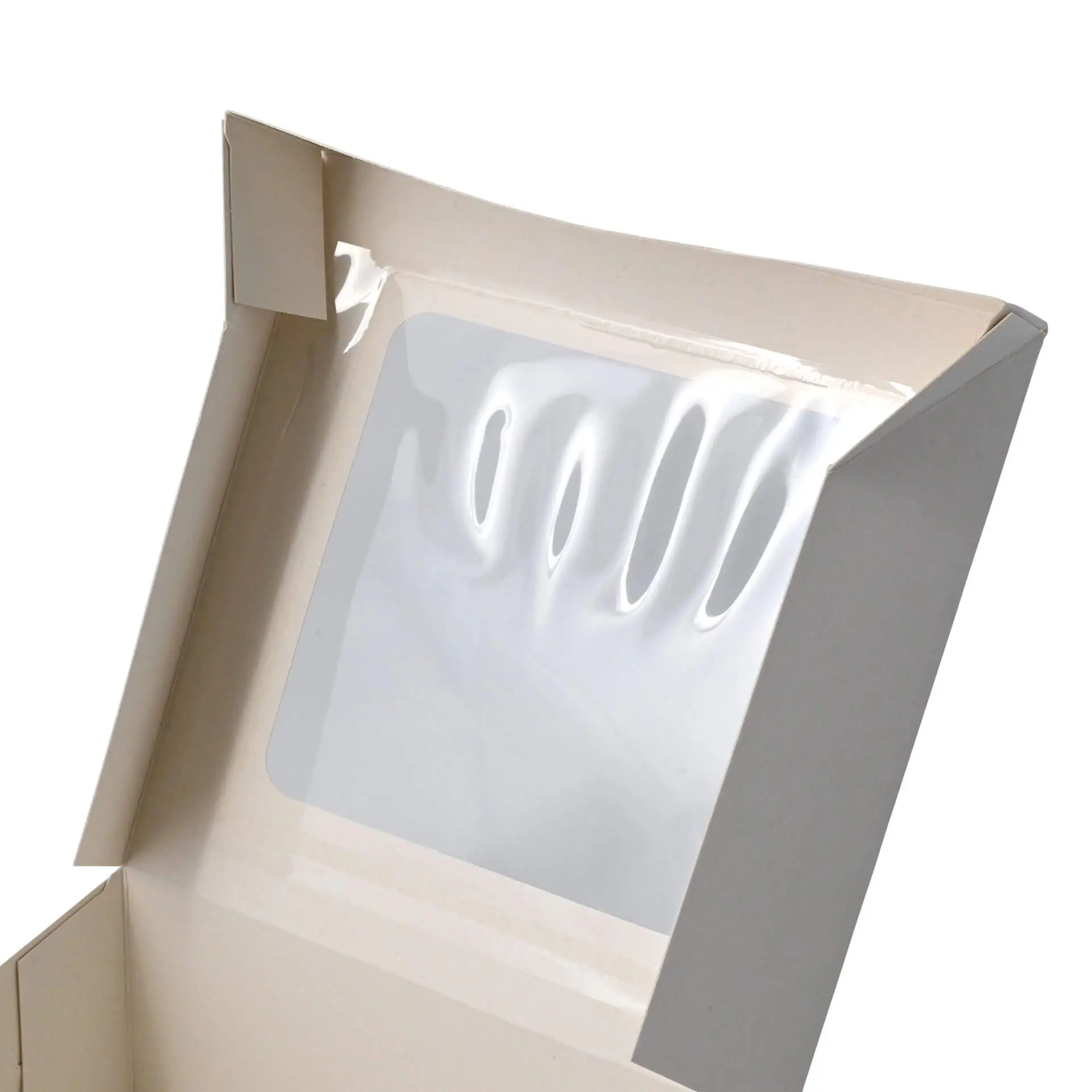 Pastry boxes 18 x 18 x 7.5 cm, cellulose window, white