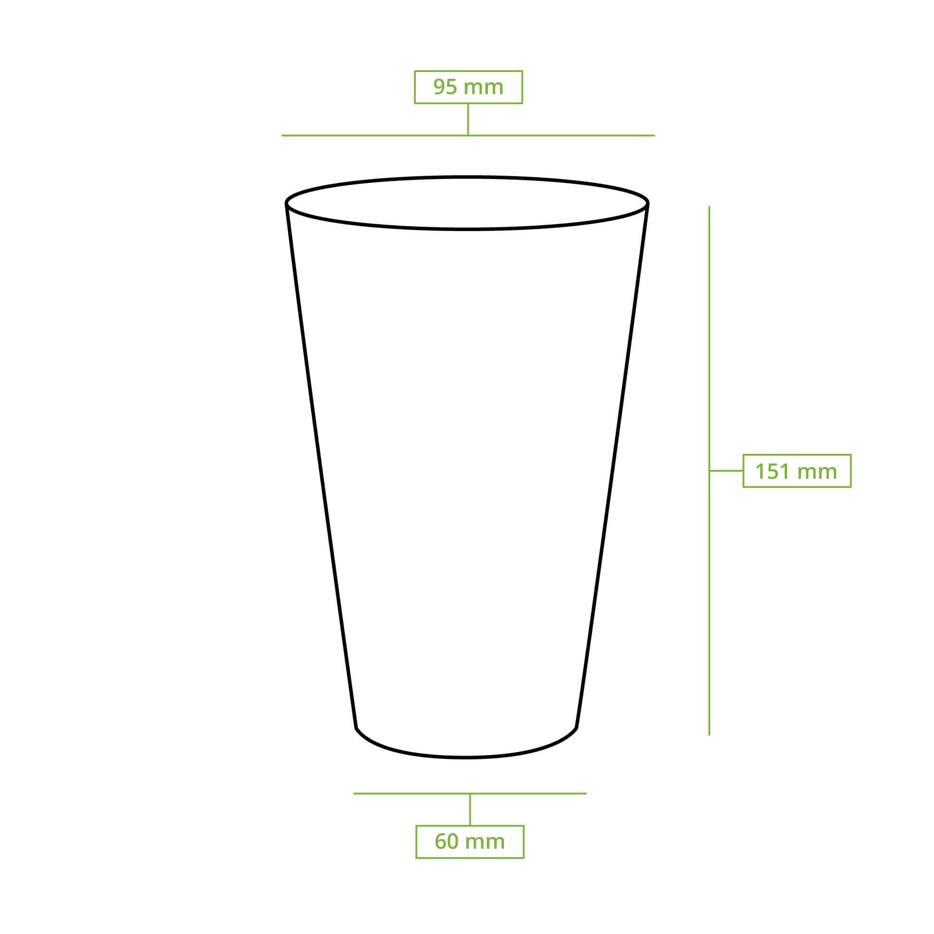 PLA-Klarbecher 500 ml / 20 oz, Ø 95 mm