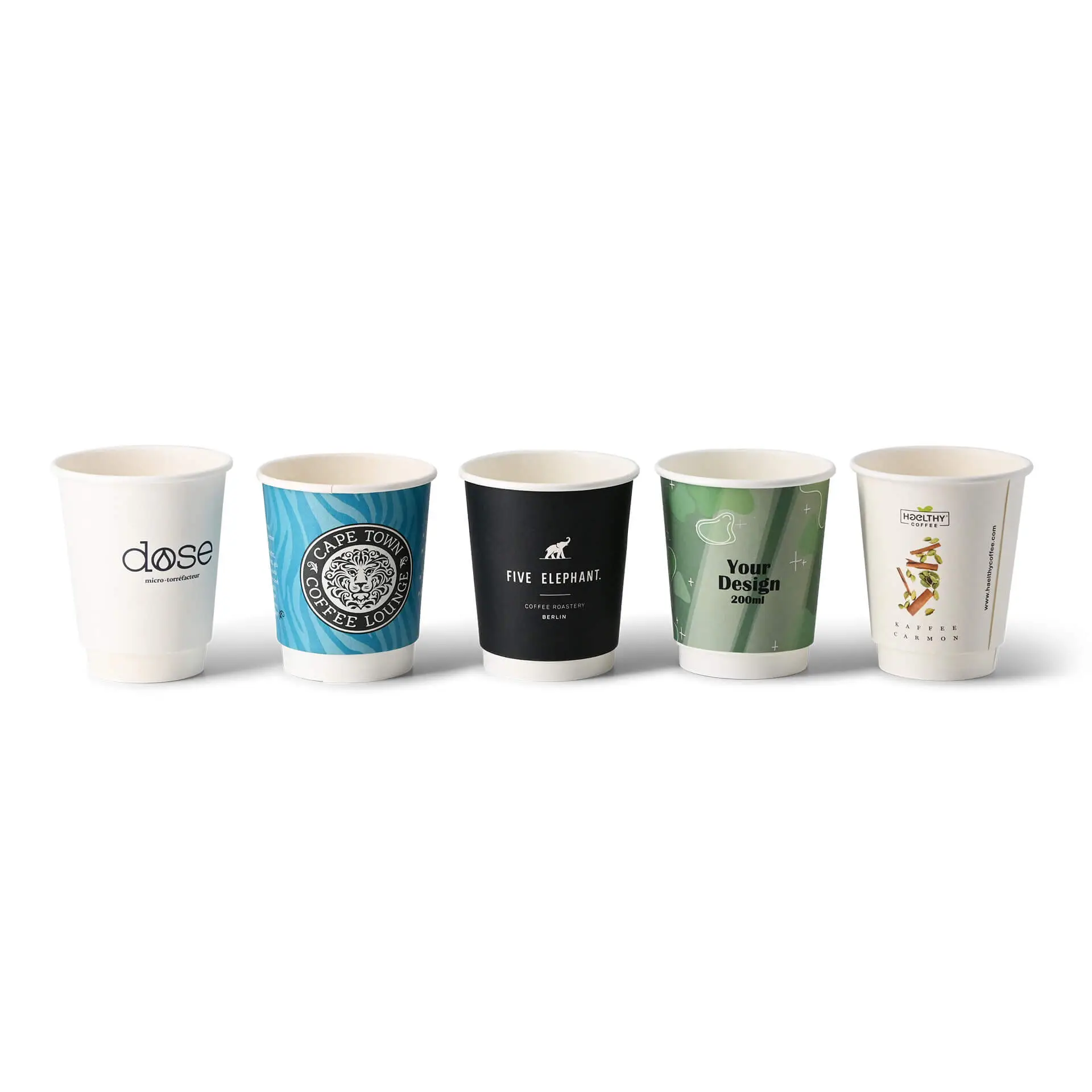 Printed take away coffee cups, double wall 8 oz, glossy