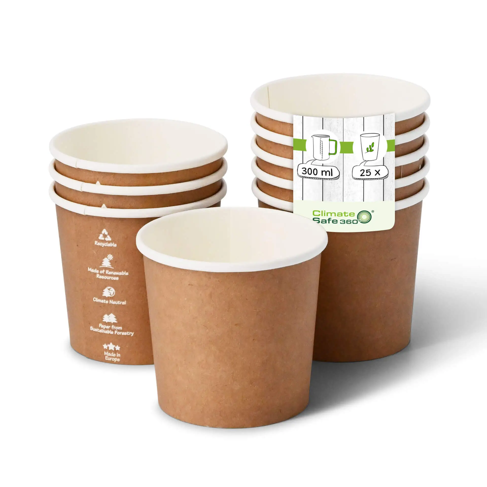 12 oz Cardboard Soup cups, Ø 91 mm, kraft, Icons