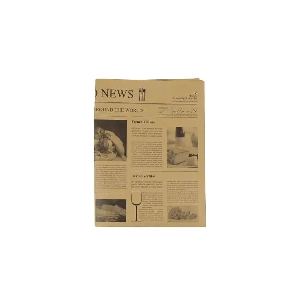 Greaseproof paper 50 x 37.5 cm, newspaper look, kraft