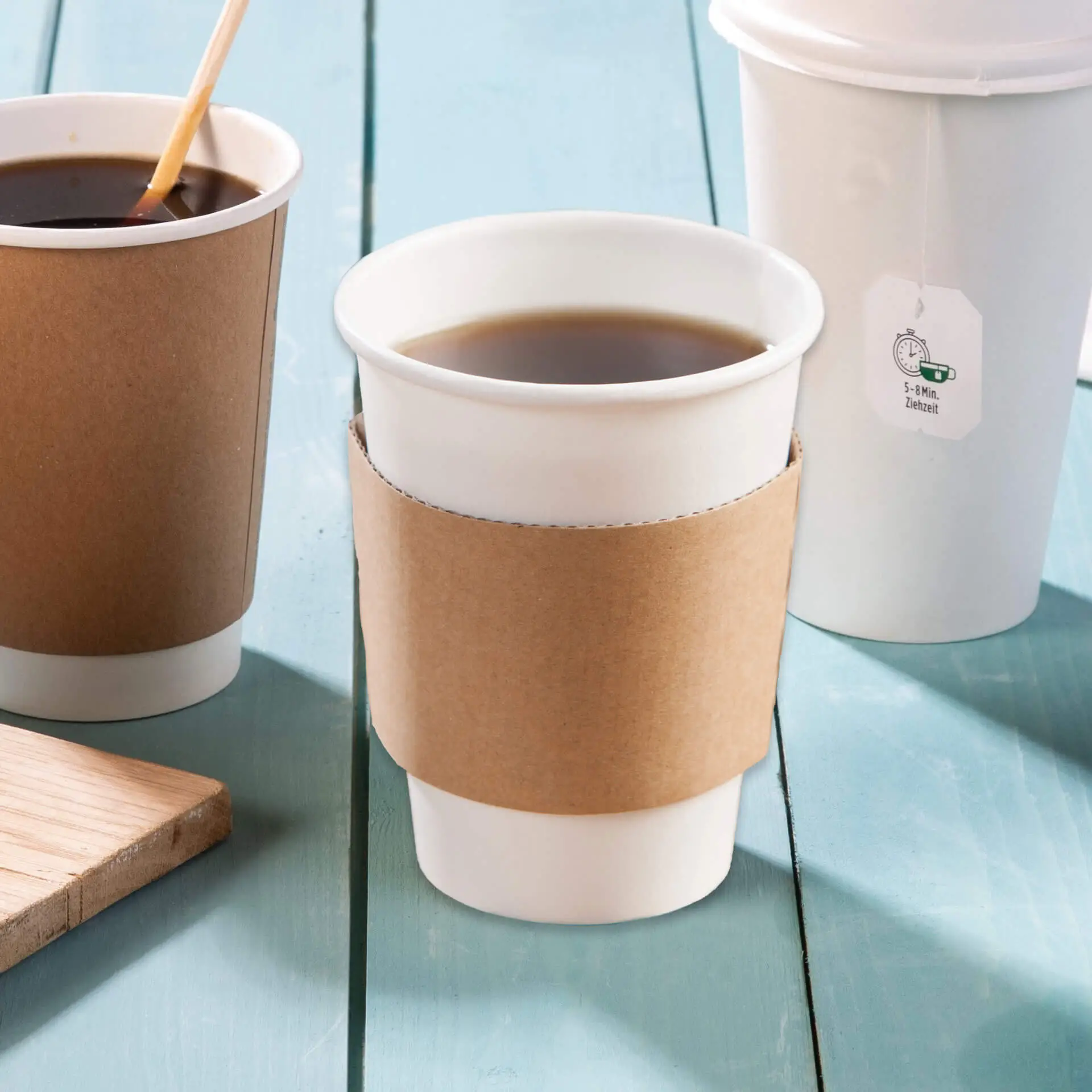 Cardboard sleeves for 6 / 8 / 10 oz paper cups, kraft