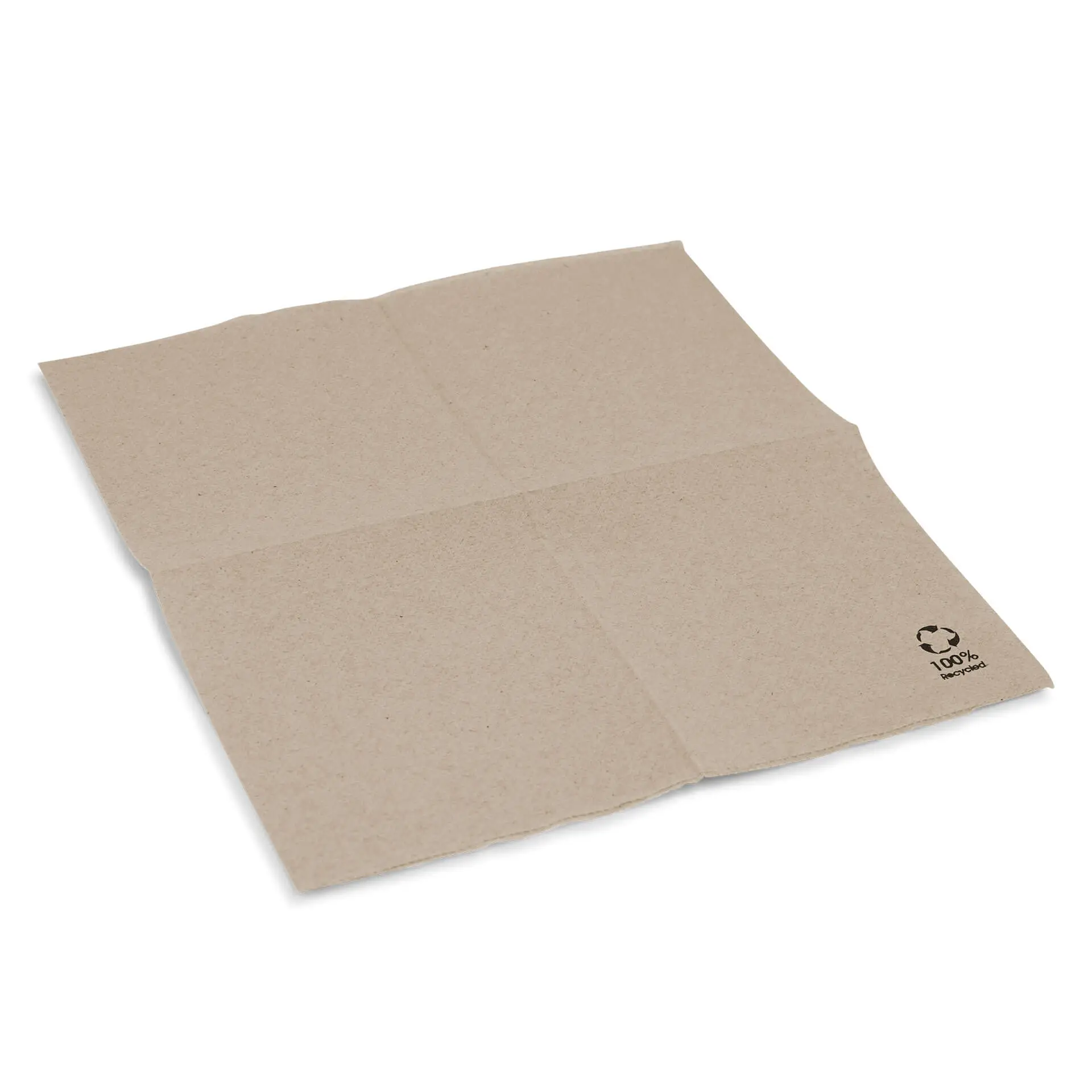 Cocktail napkins made of recycled paper (Premium) 20 x 20 cm, 2-ply, 1/4 fold, unbleached