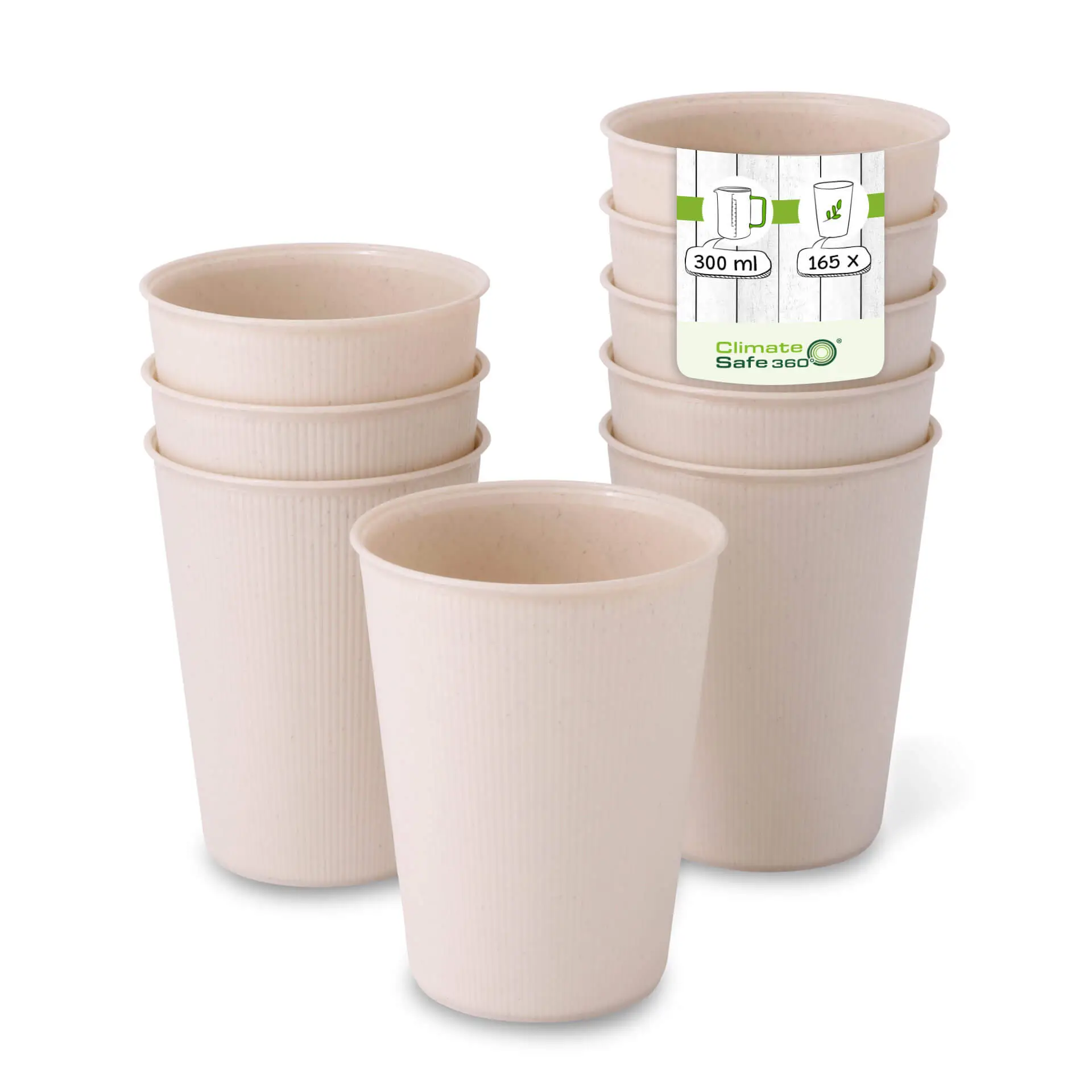 Mehrweg Riffelbecher 400 ml / 16 oz, Ø 90 mm, creme-weiß