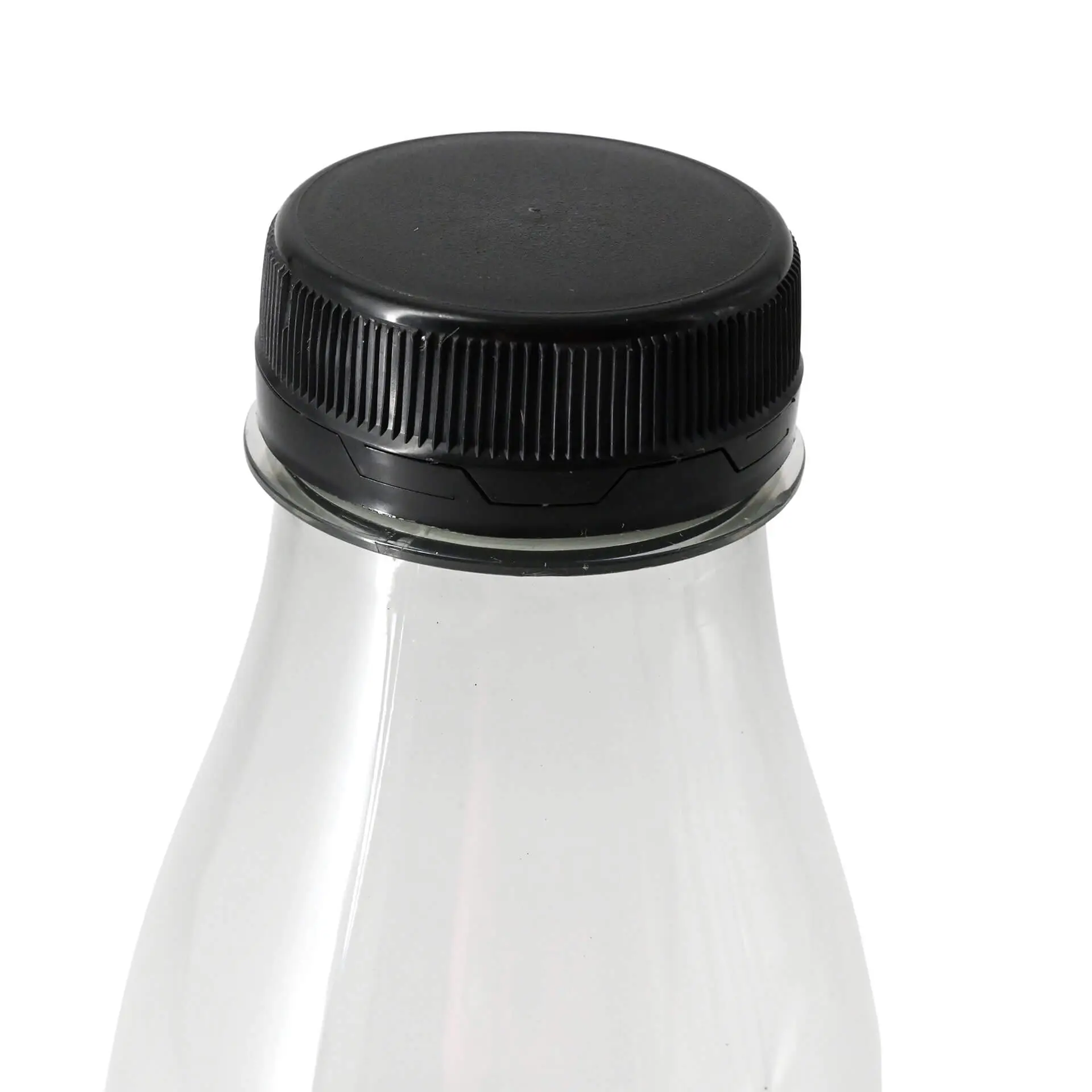 rPET-Flaschen 500 ml, klar, Deckel schwarz