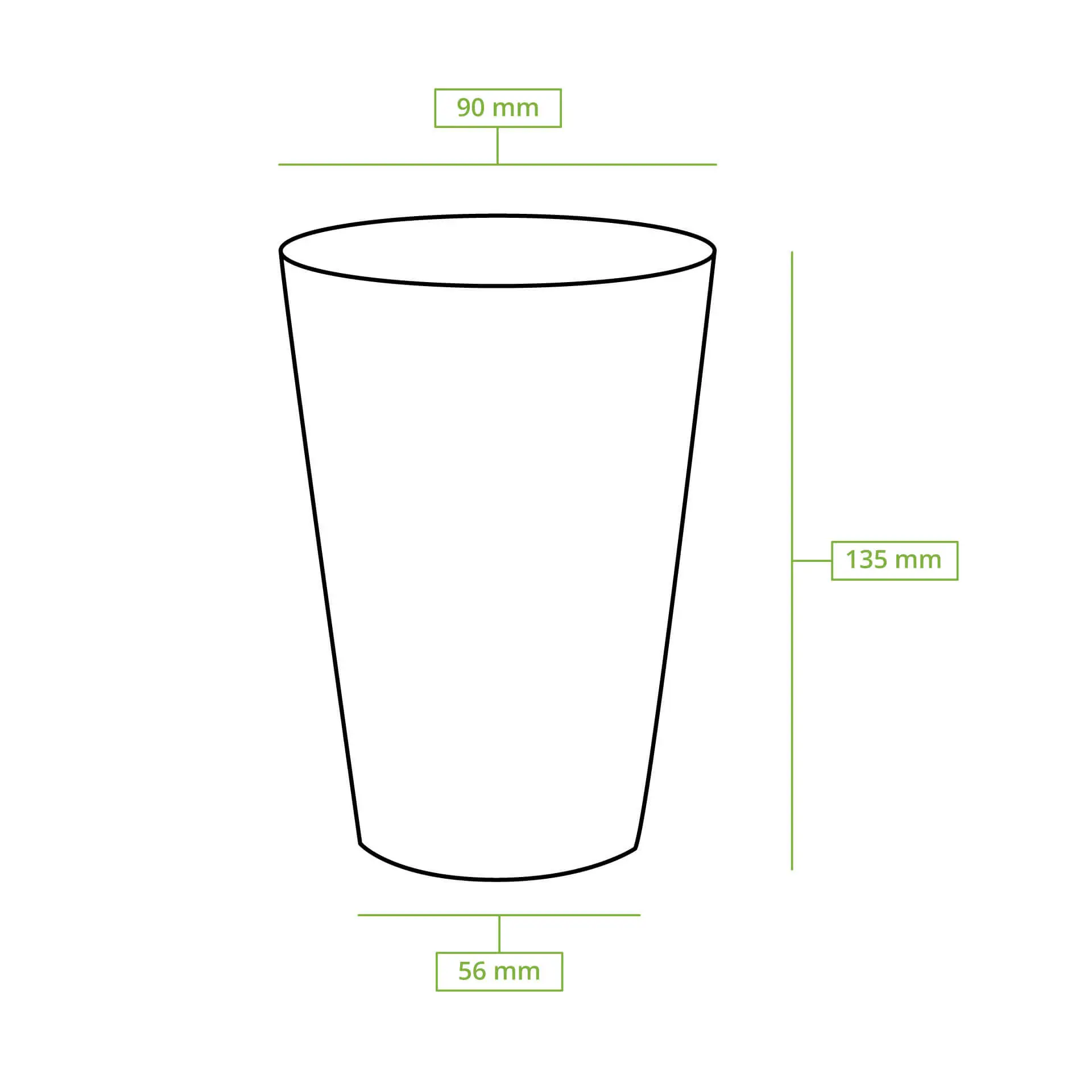 Pappbecher (beschichtet) 400 ml / 16 oz, Ø 90 mm, weiß