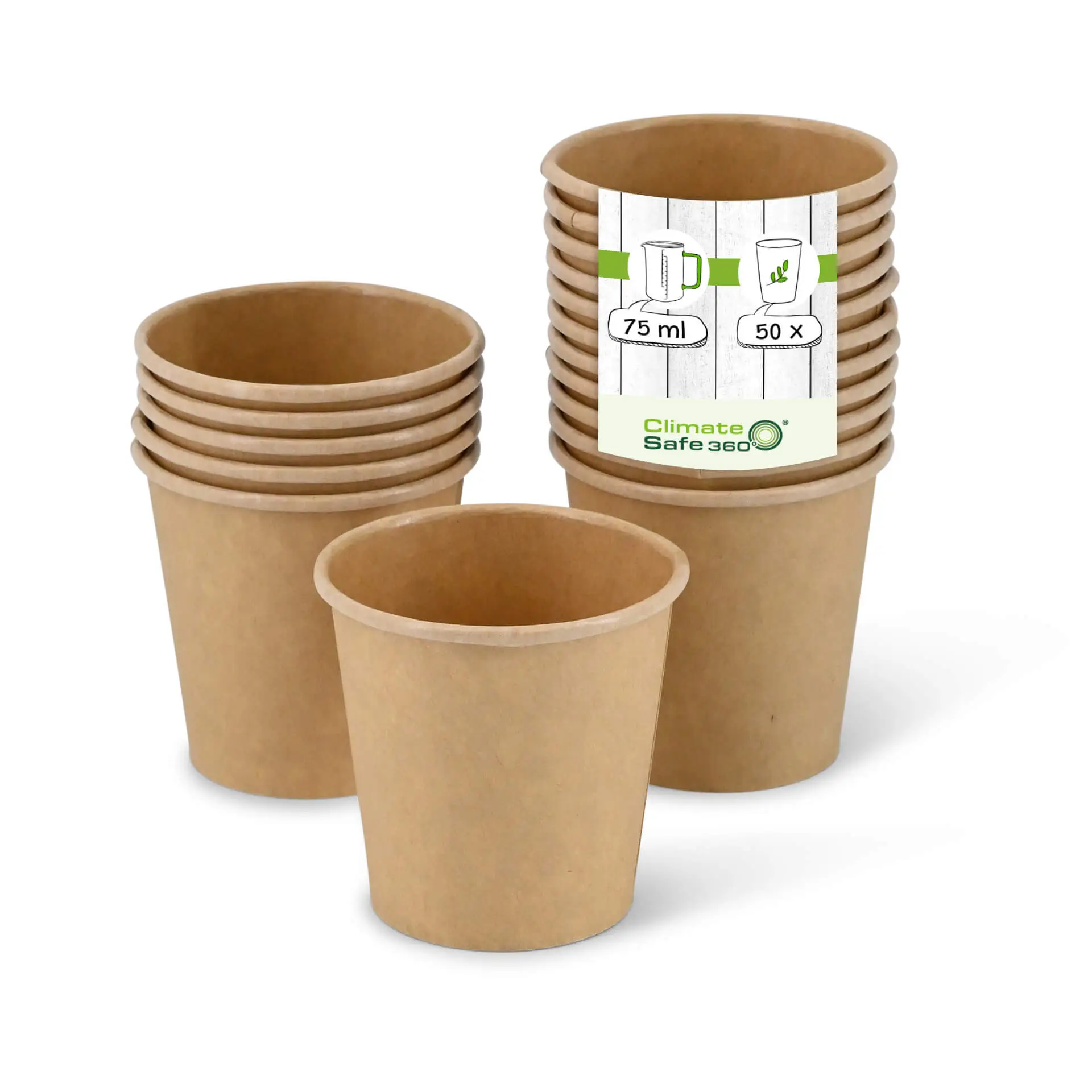 Paper-portion cups 75 ml, Ø 62 mm, unbleached