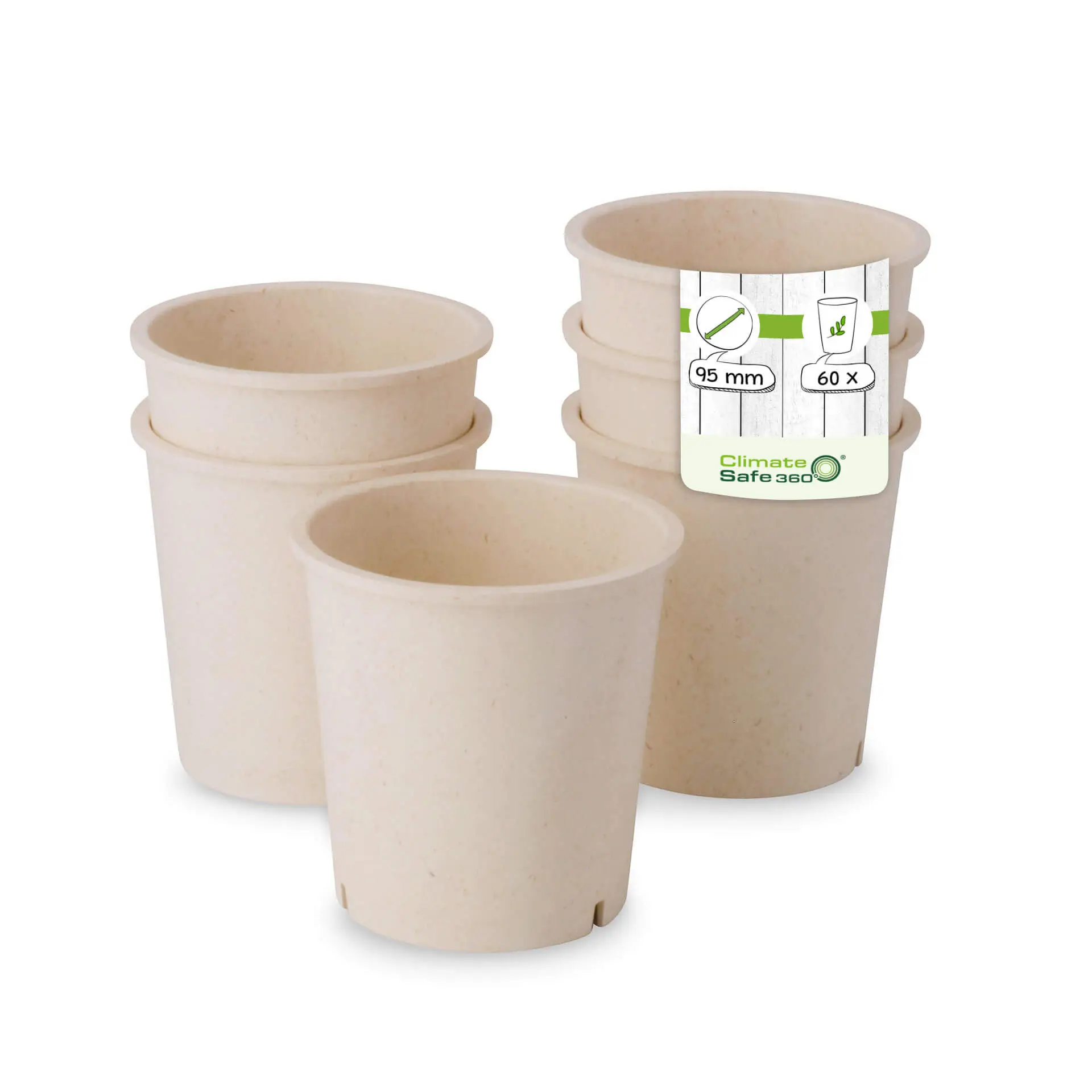 Mehrweg-Becher "merways Cup" 400 ml, Ø 95 mm, Cashew / creme-weiß