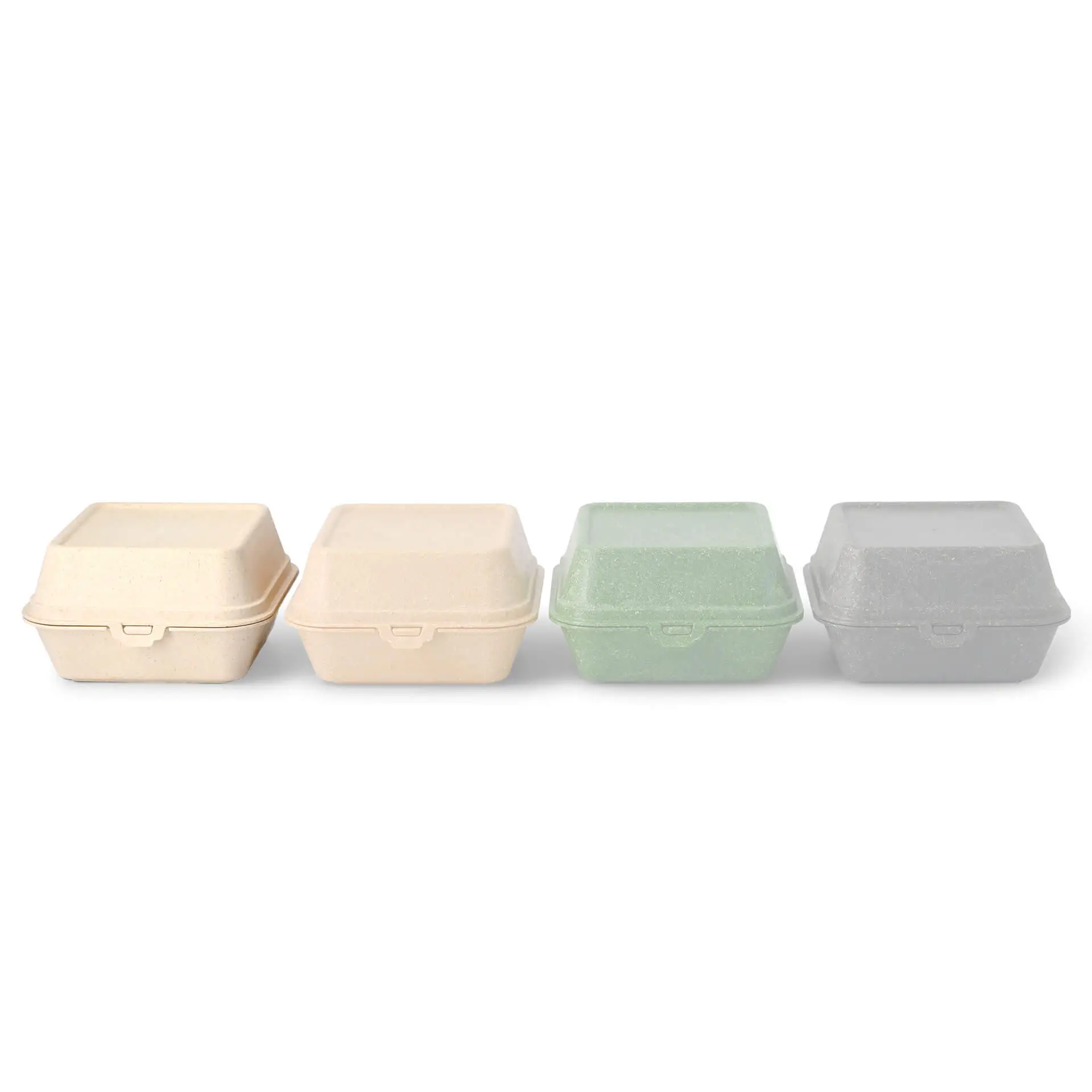 Mehrweg Burgerboxen "merways Box" 16 x 15 x 8,5 cm, Cashew / creme-weiß