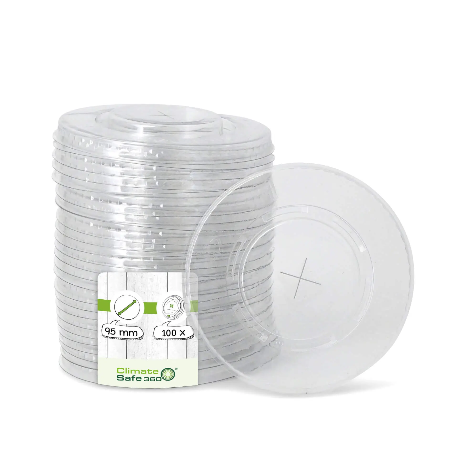 PLA flat lids Ø 95 mm, straw hole