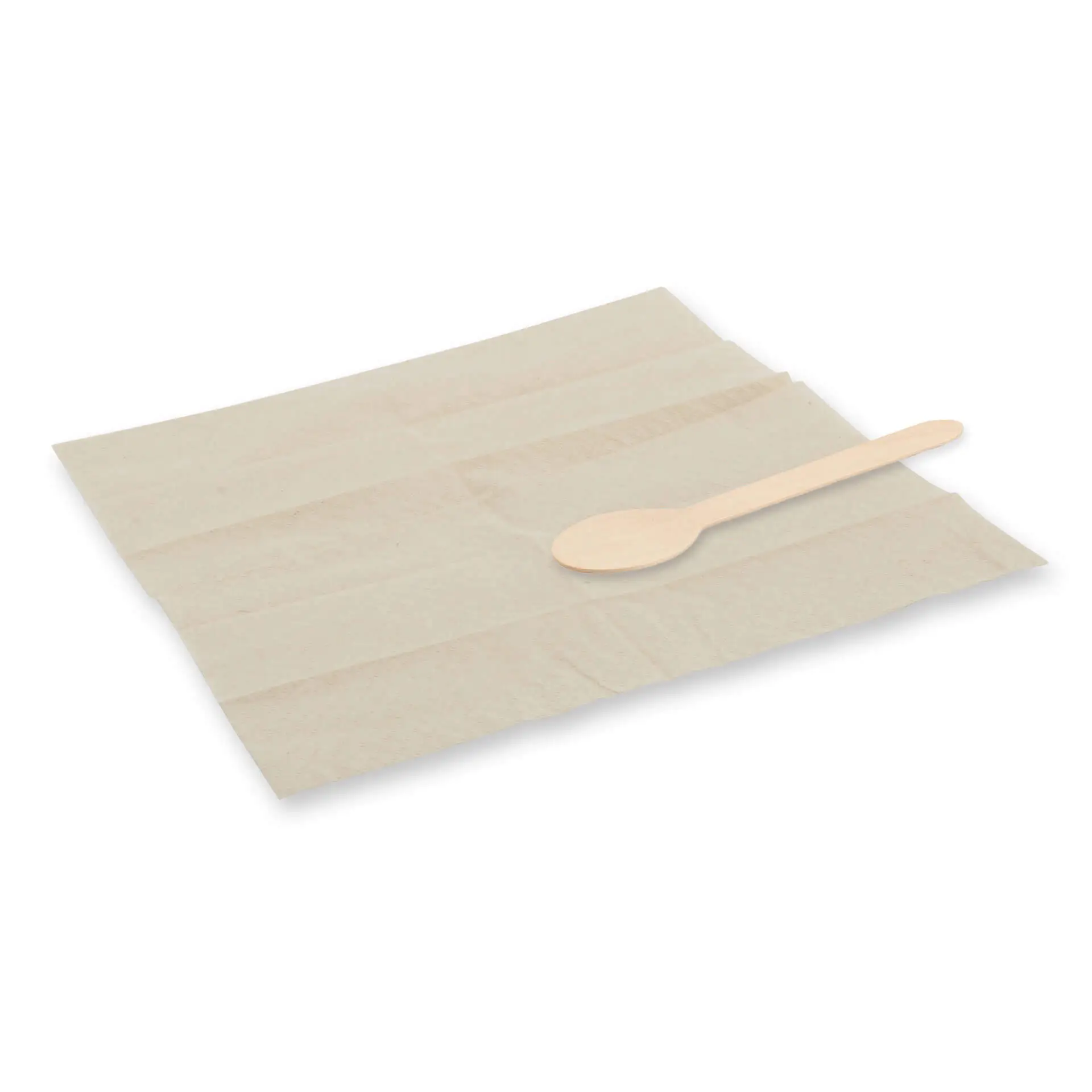 Wooden cutlery sets spoon & serviette, 16 cm bio-based coating