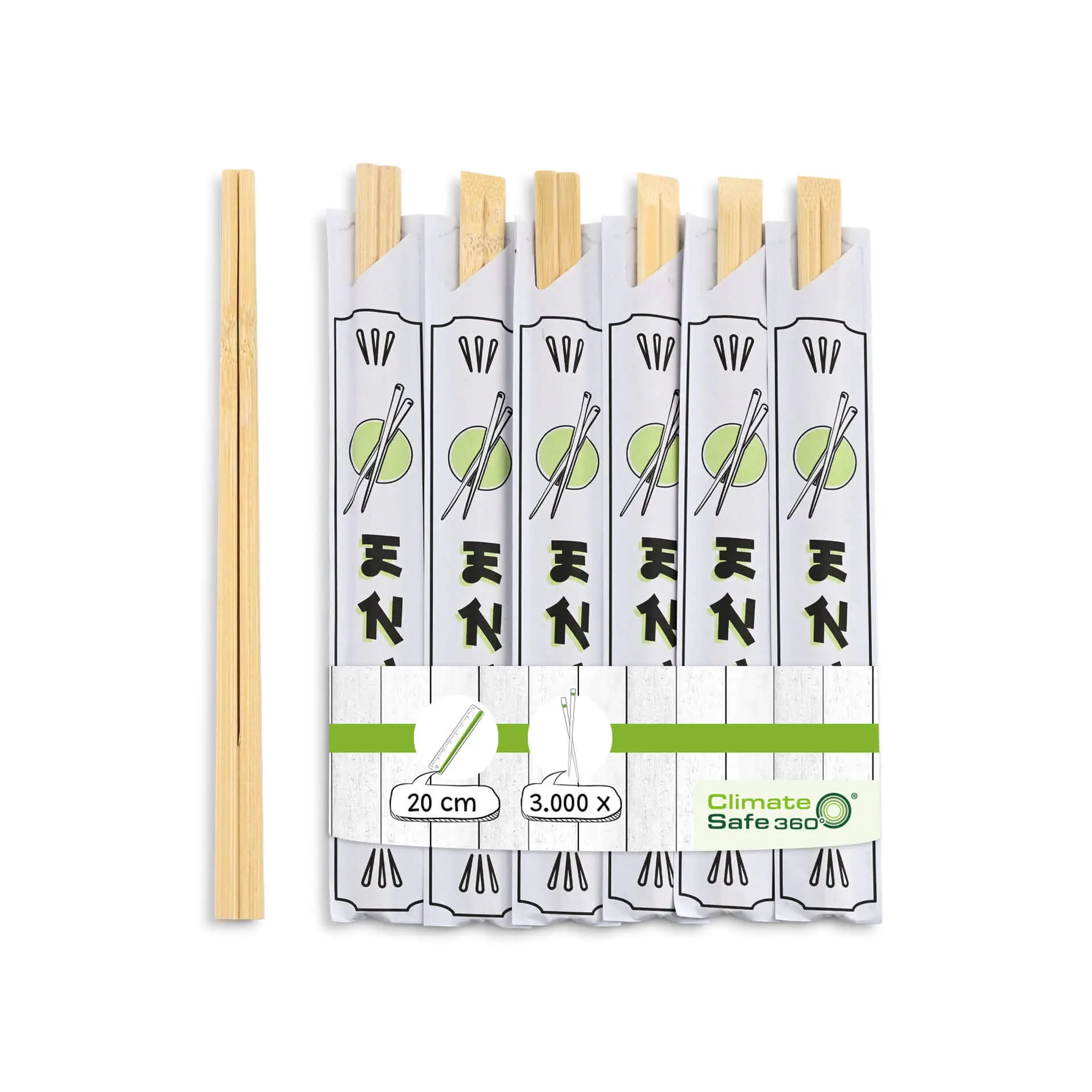 Bamboo chopsticks 20 cm, paper case, individually packed