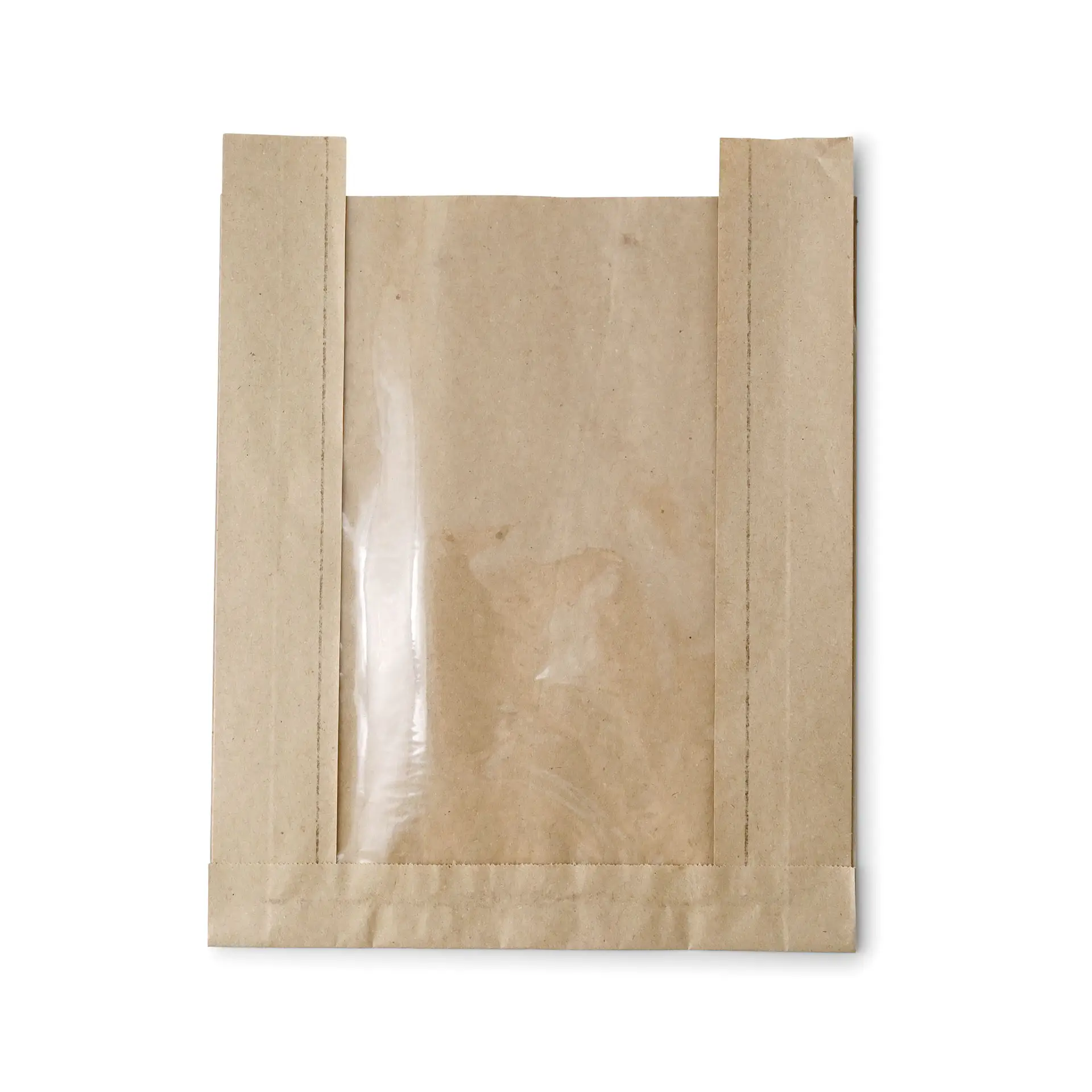 Strip window paper bags, 20 + 5 x 27 cm, brown