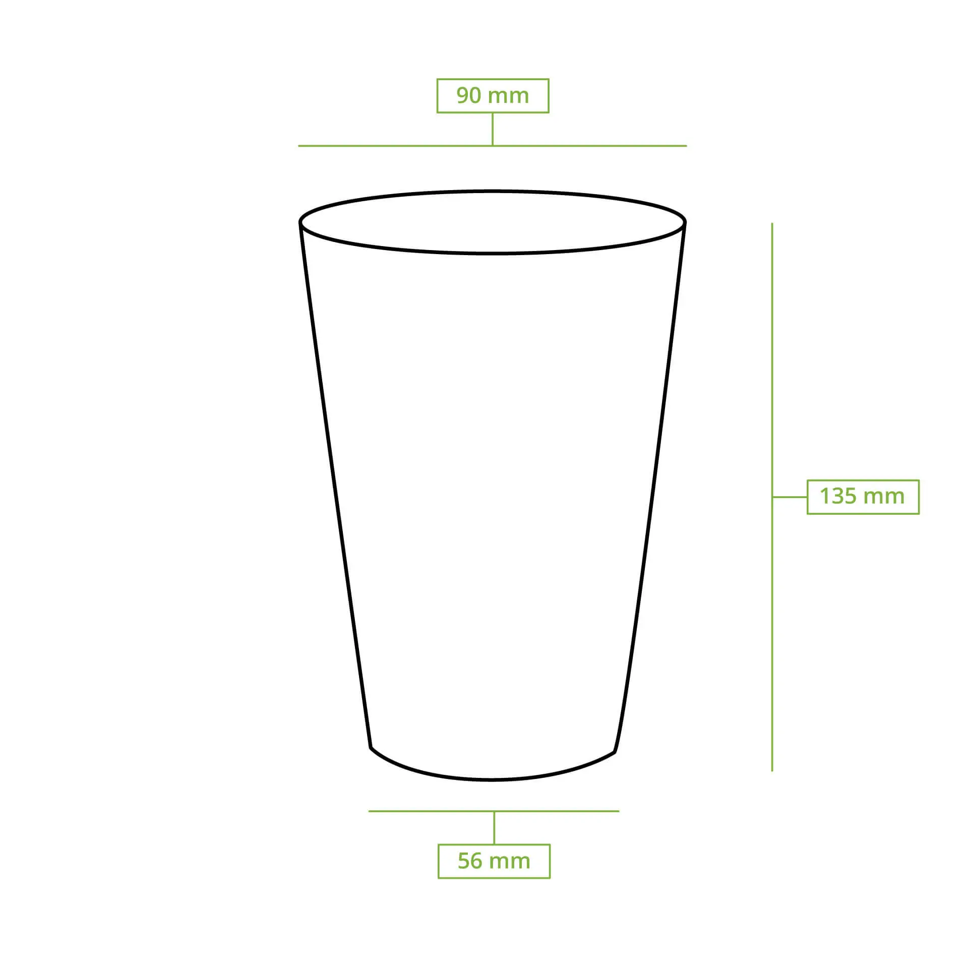 Pappbecher (beschichtet) 400 ml / 16 oz, Ø 90 mm, braun