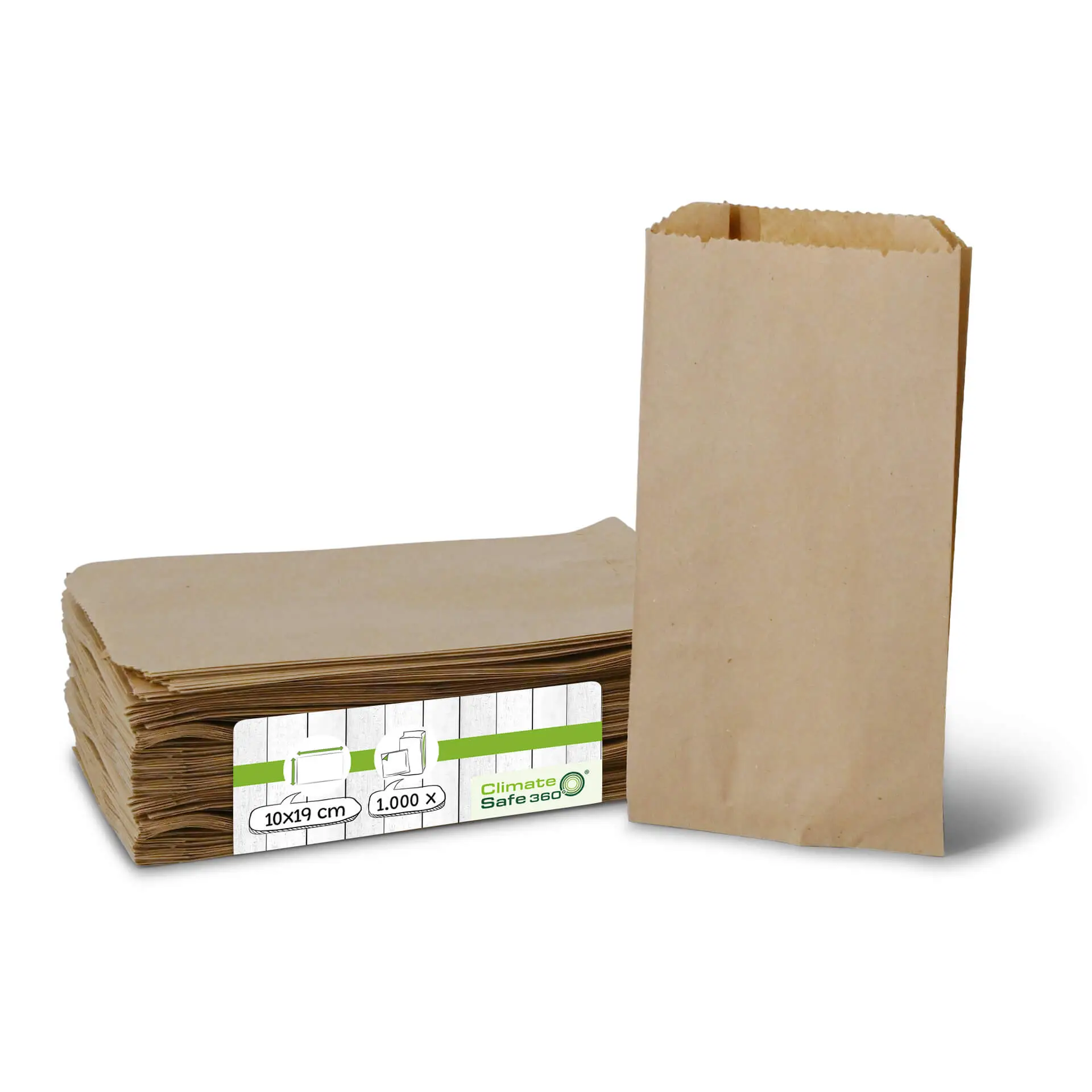 Flat paper bags 10 x 5 x 19 cm kraft