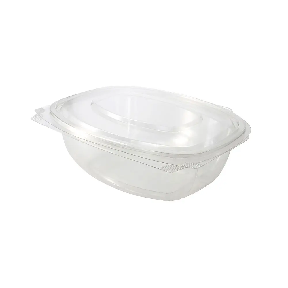 rPET delicatessen container 1000 ml, hinged lid, rectangular