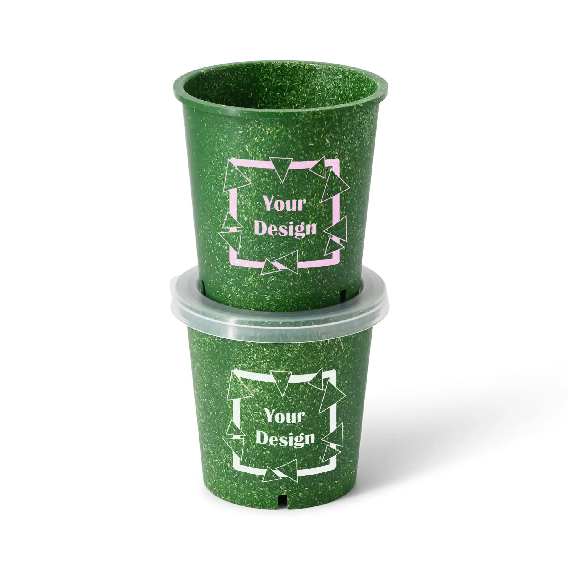 14 oz Ø 95 mm Printed reusable cups "merways Cup", spinach / dark green