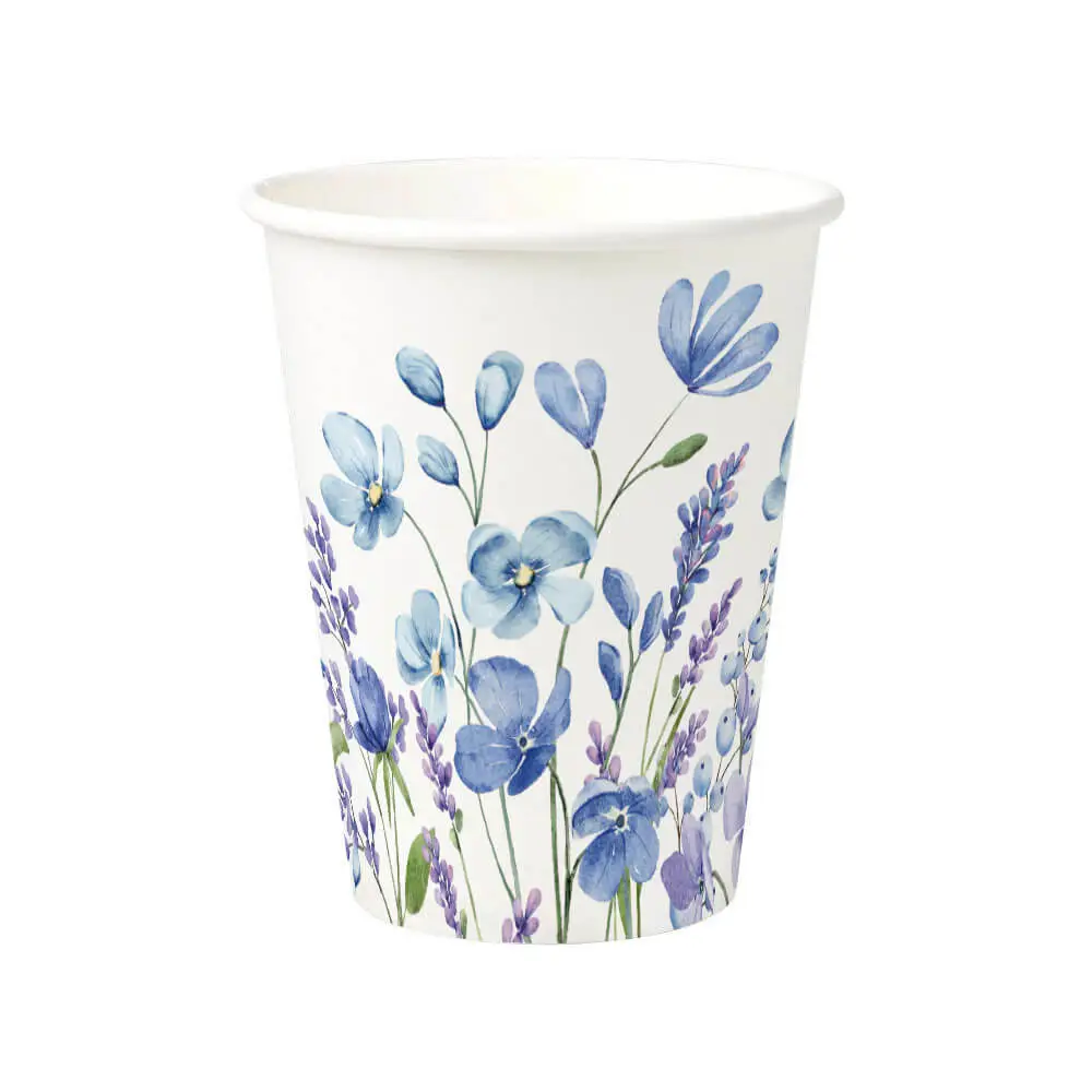 Pappbecher Frühling "Veilchen" 300 ml / 12 oz, Ø 90 mm, blau