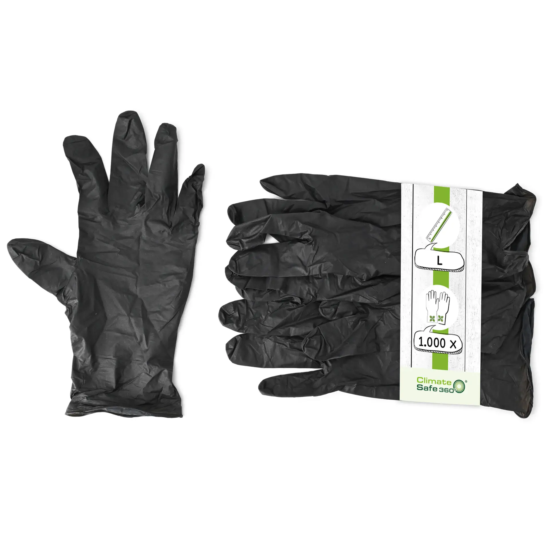 Nitrile gloves, black, size L, powderfree