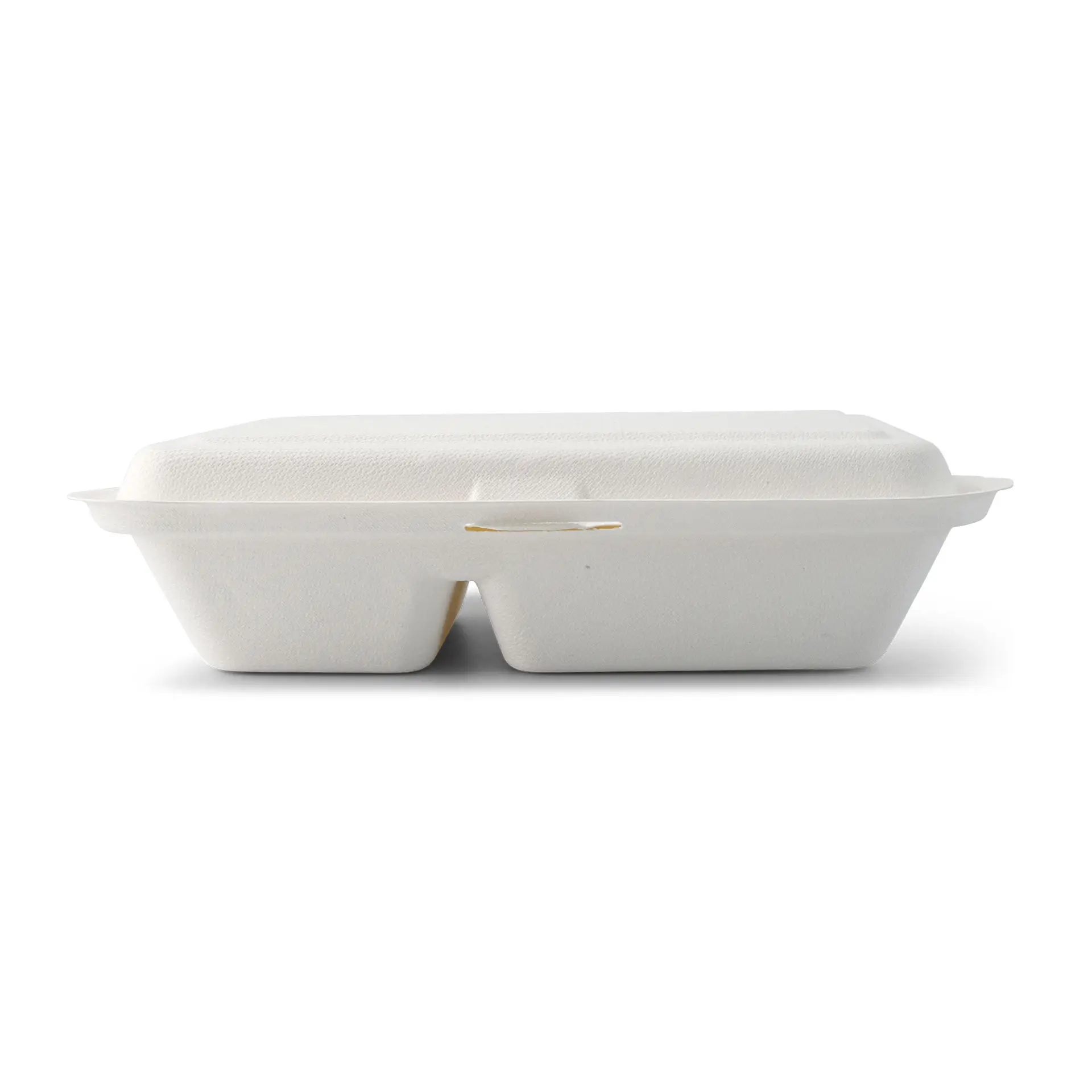 Sugarcane-menu containers 25 x 16,5 x 6,1 cm, 2 compartments, hinged-lid, rectangular