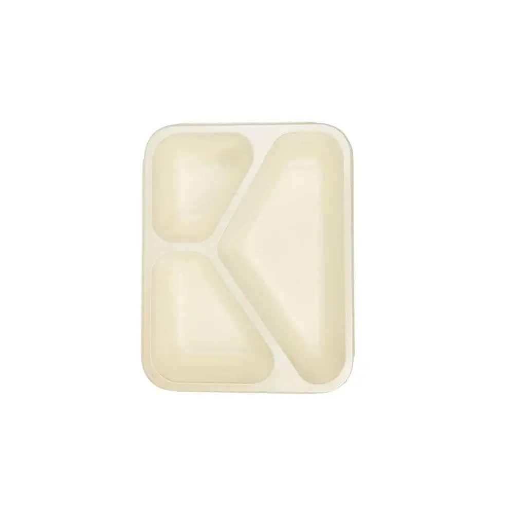 Cellulose-Trays 950 ml, 25 x 17.7 x 4.5 cm, 3 compartments, natural, biocoated