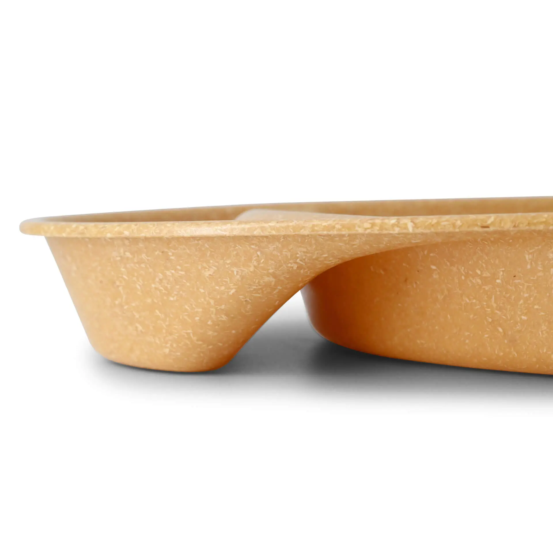 Reusable divided plates "merways Plate" 27.5 × 20 × 3.5 cm, 2 compartments, teardrop, caramel / brown