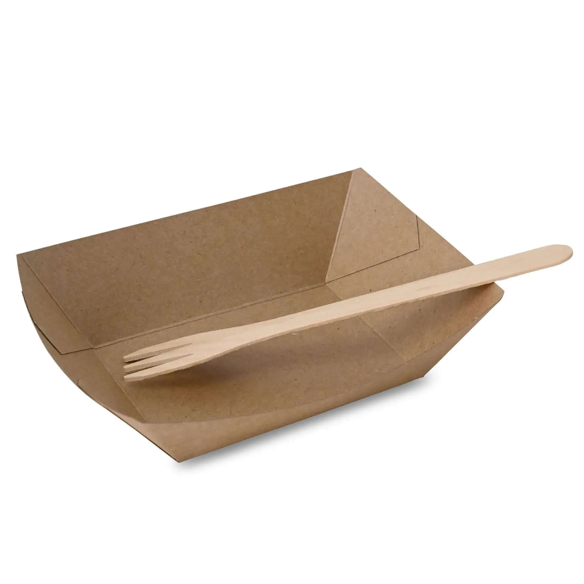 Premium Paper Food Trays 400 ml, brown, bio-coated