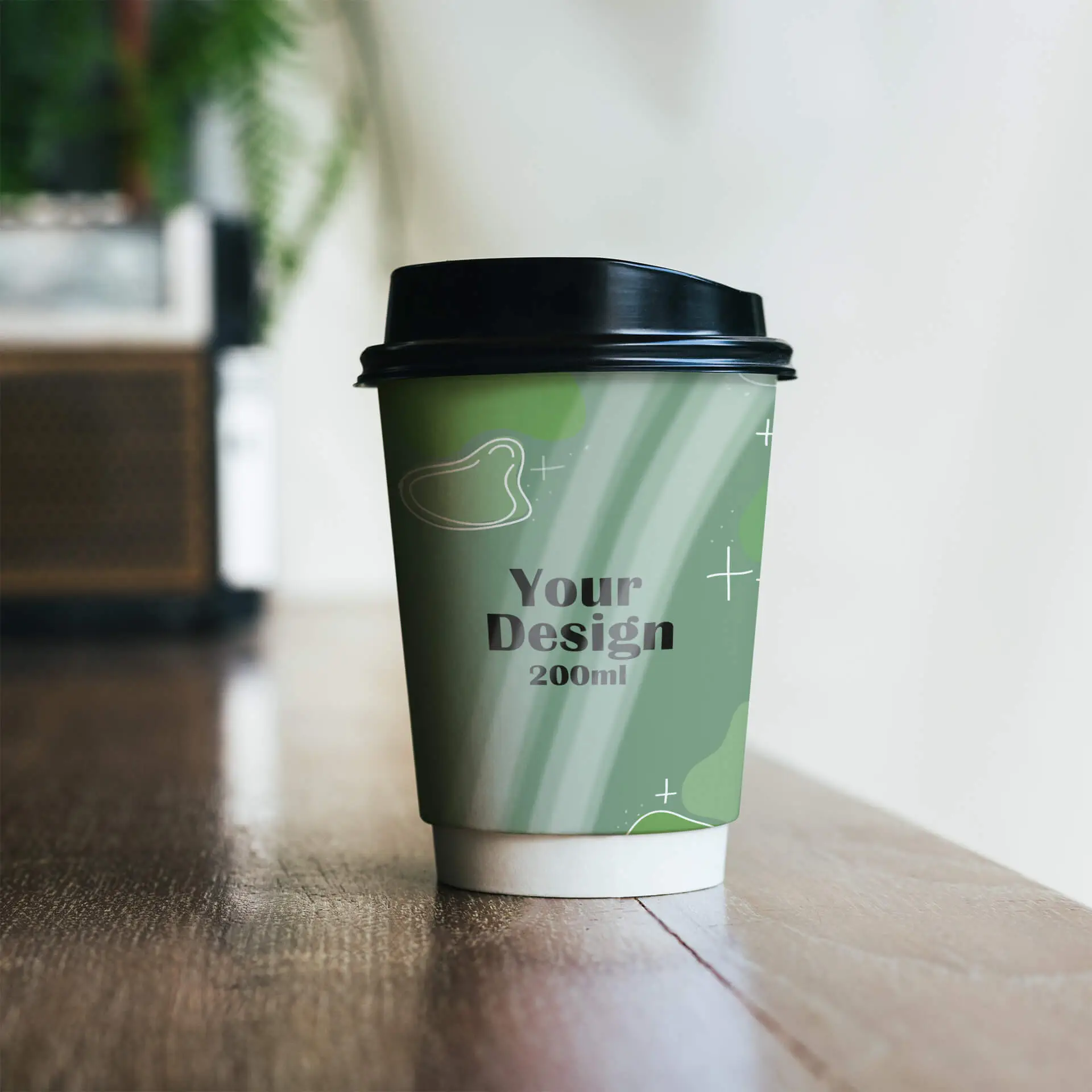 Printed take away coffee cups, double wall 8 oz, glossy