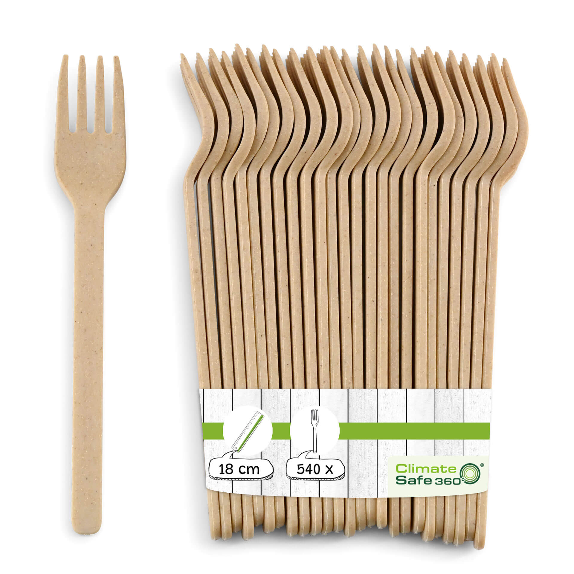 Mehrweg Gabeln "Häppy Cutlery" 18 cm, natur