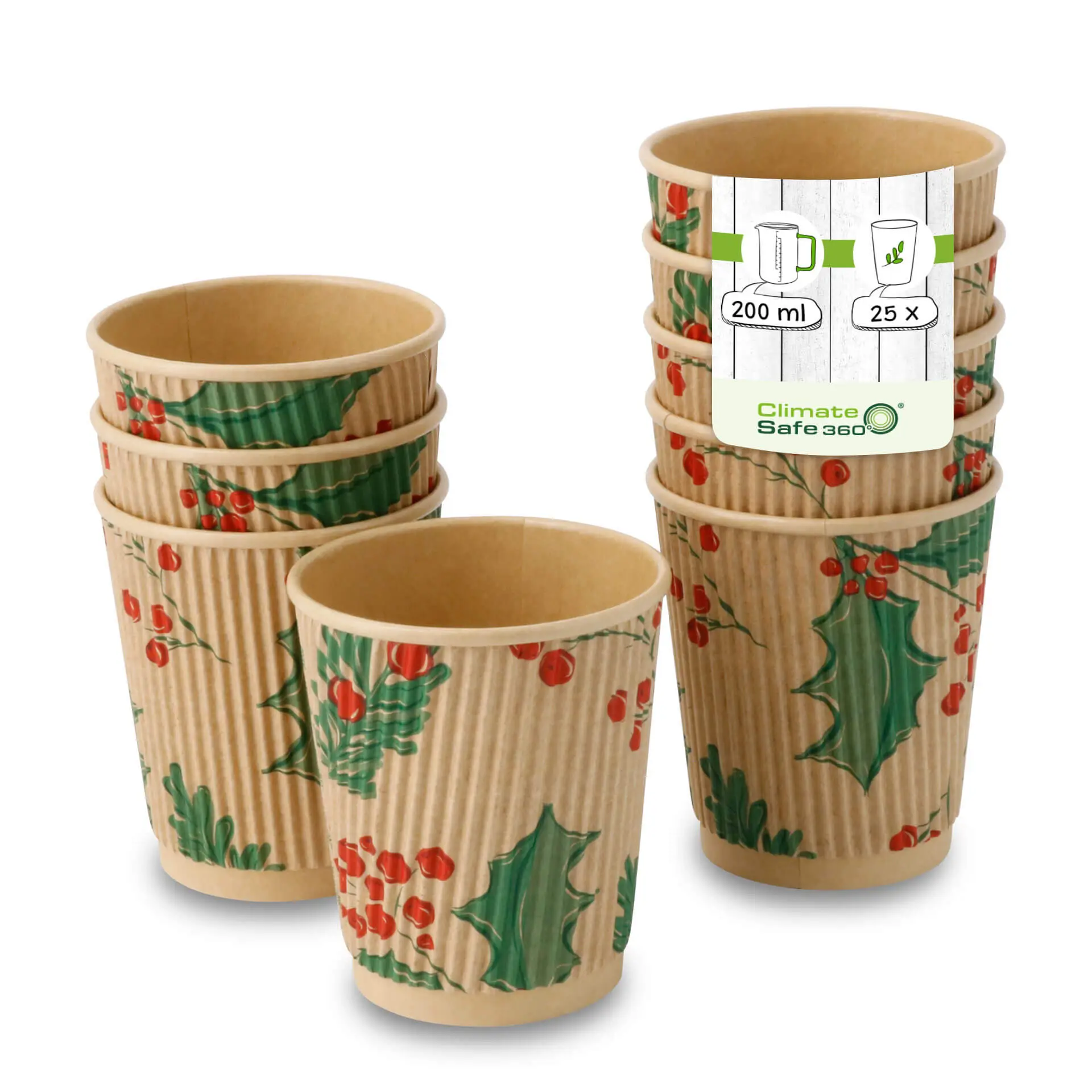 Ripple cups Winter "Branches" 200 ml / 8 oz, Ø 80 mm, unbleached