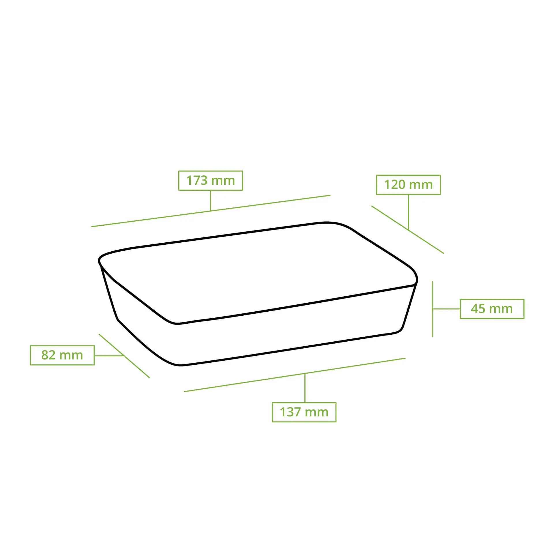 Zuckerrohr Schalen 17 x 12 x 5 cm, 500 ml, rechteckig