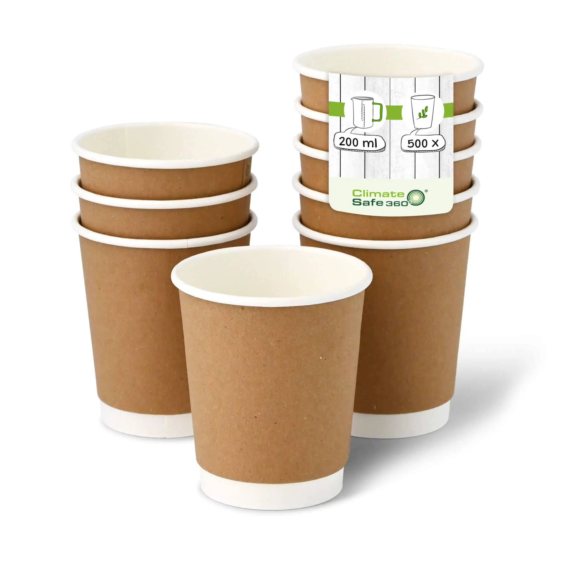 8 oz Disposable paper coffee cups double wall, Ø 80 mm, kraft