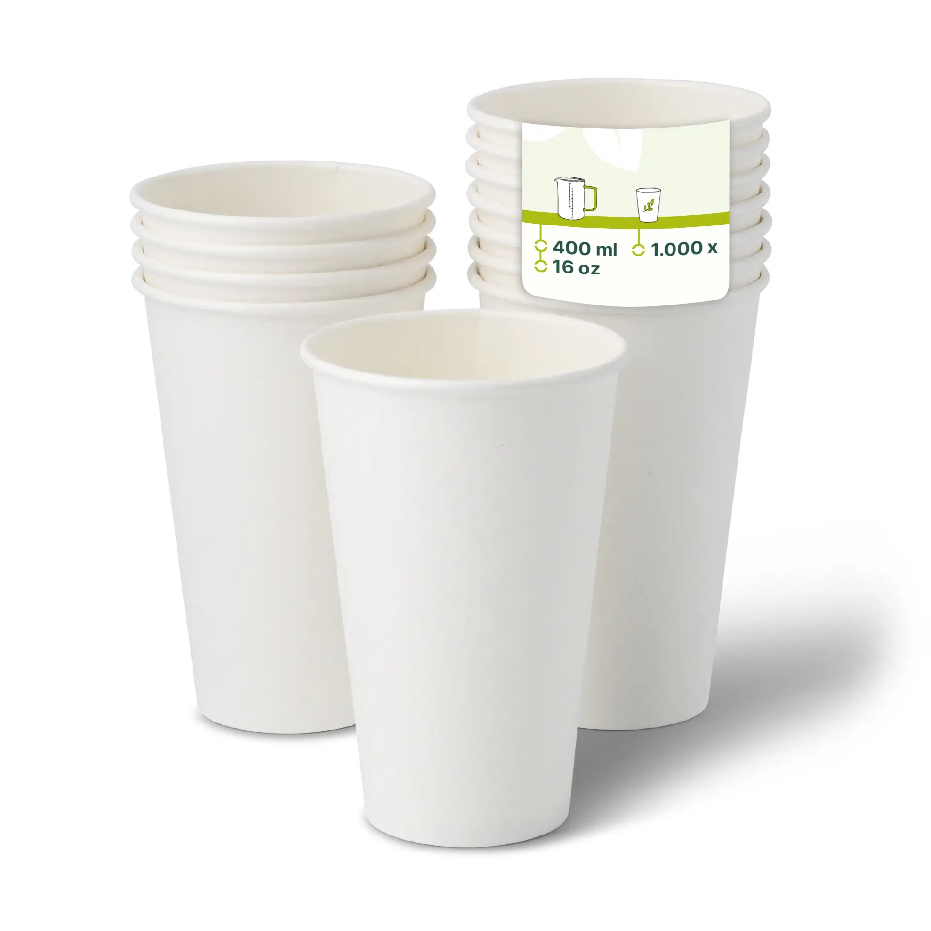 Pappbecher 400 ml / 16 oz, Ø 90 mm, weiß