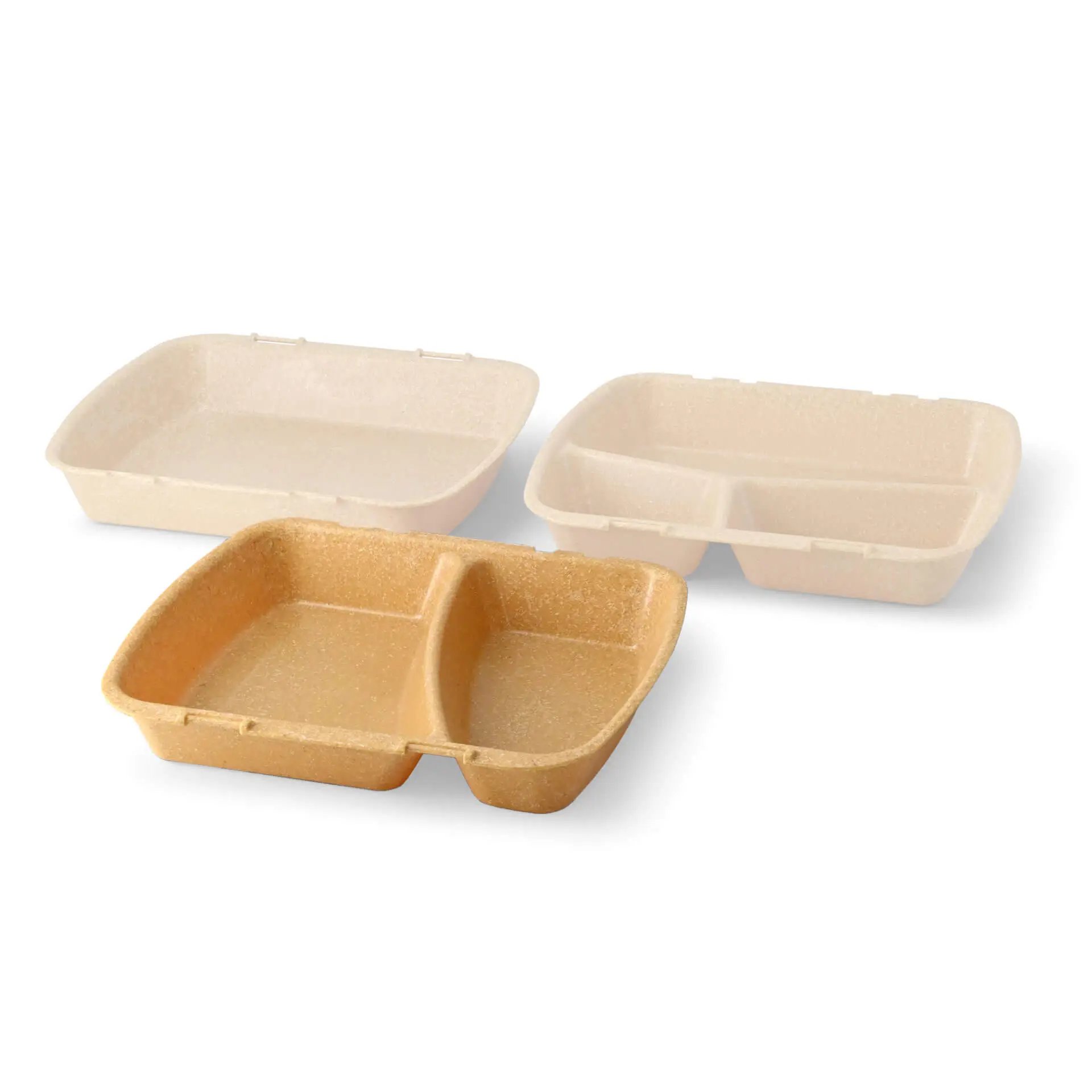 Reusable meal containers "merways Box" 24.5 x 20 x 4.5 cm, 2 compartments, HP4/2, caramel / brown