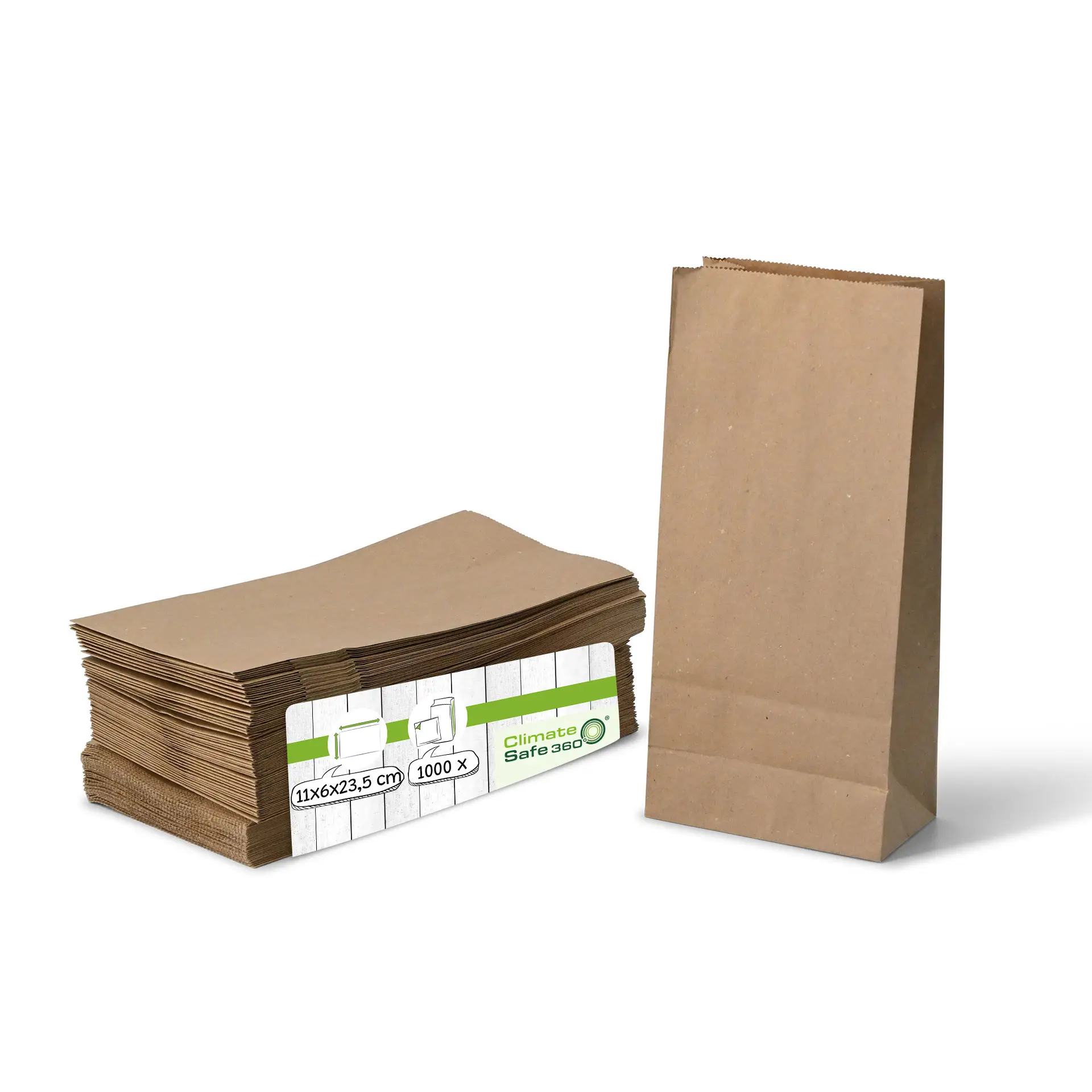 Block bottom-bags M, 11 x 6 x 23.5 cm, brown, kraft paper