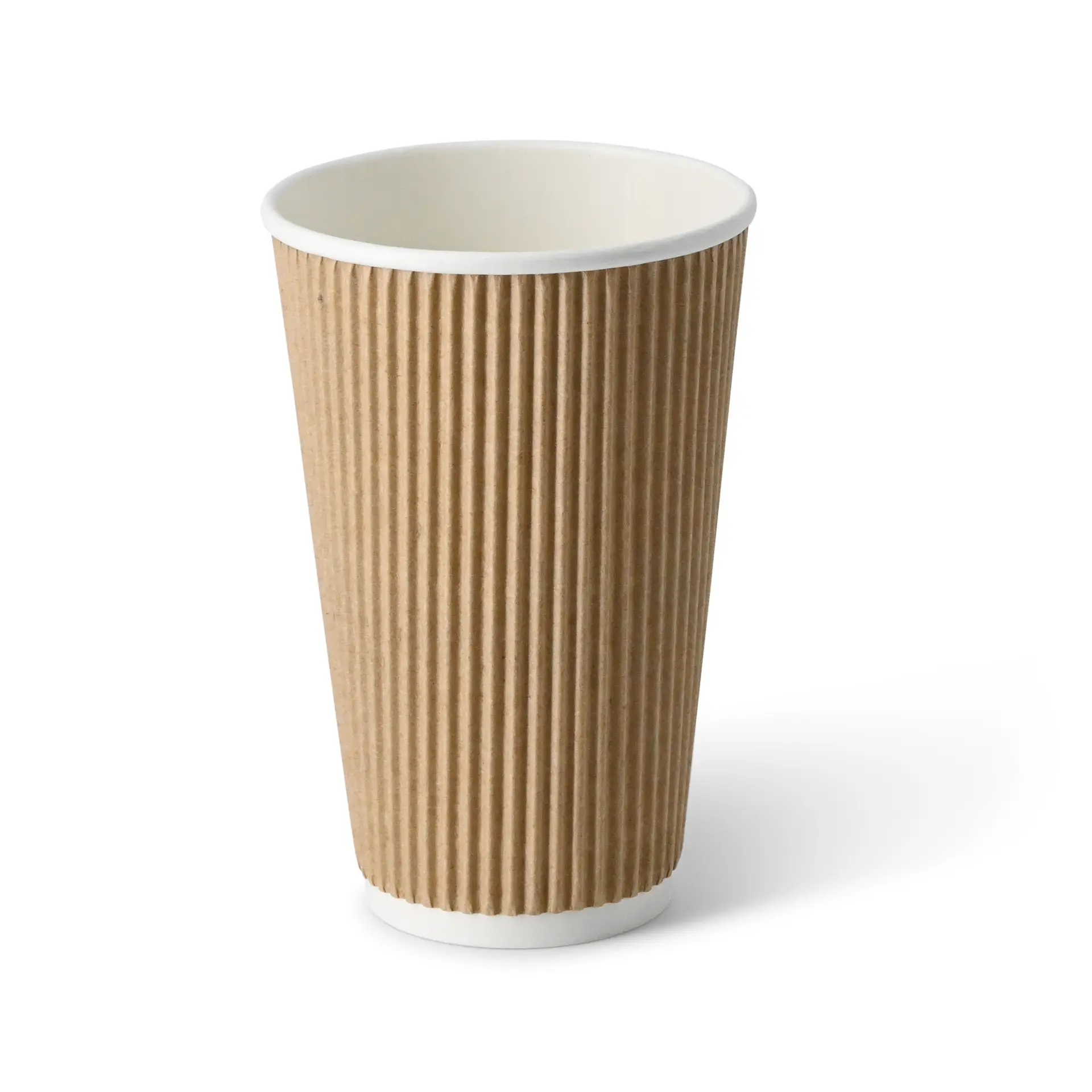 Riffelbecher (beschichtet) / Coffee to go Becher 400 ml / 16 oz, Ø 90 mm, braun, innen weiß