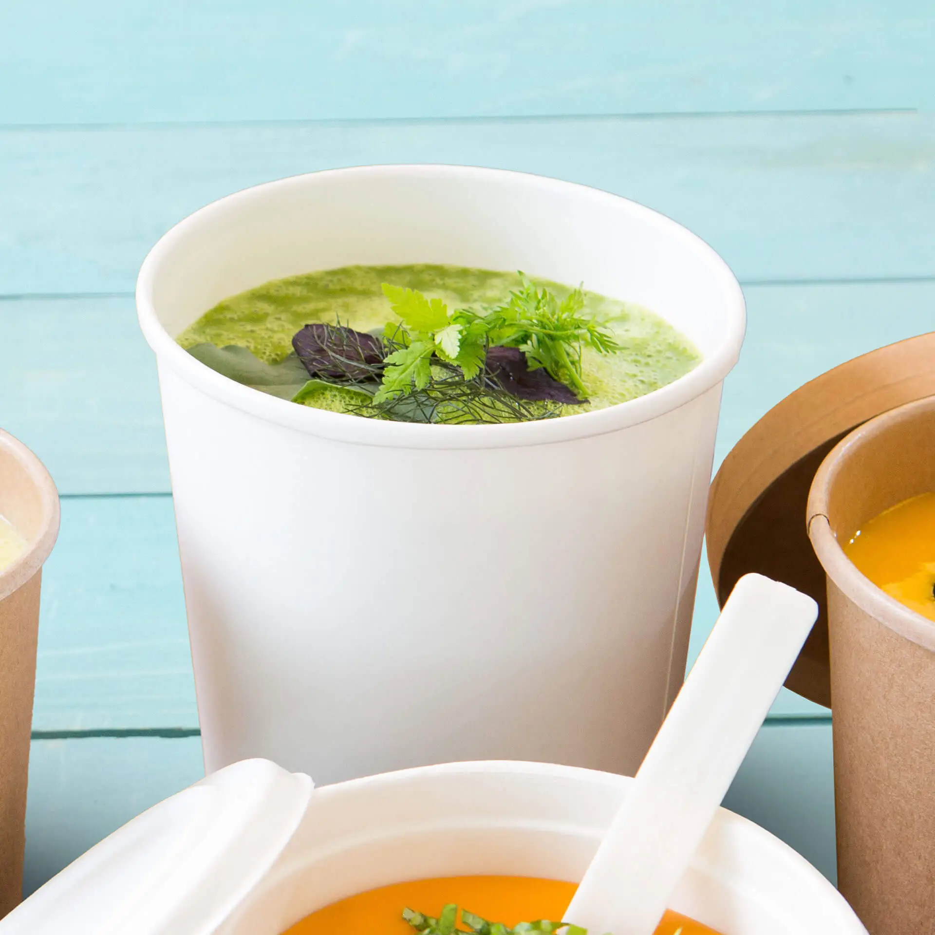 Soup cup to go made of cardboard (Premium) 16 oz, Ø 95 mm, white