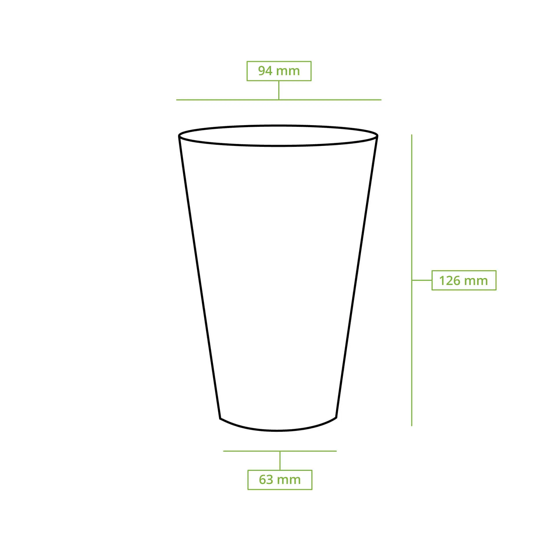 PLA-Klarbecher 400 ml / 16 oz, Ø 95 mm