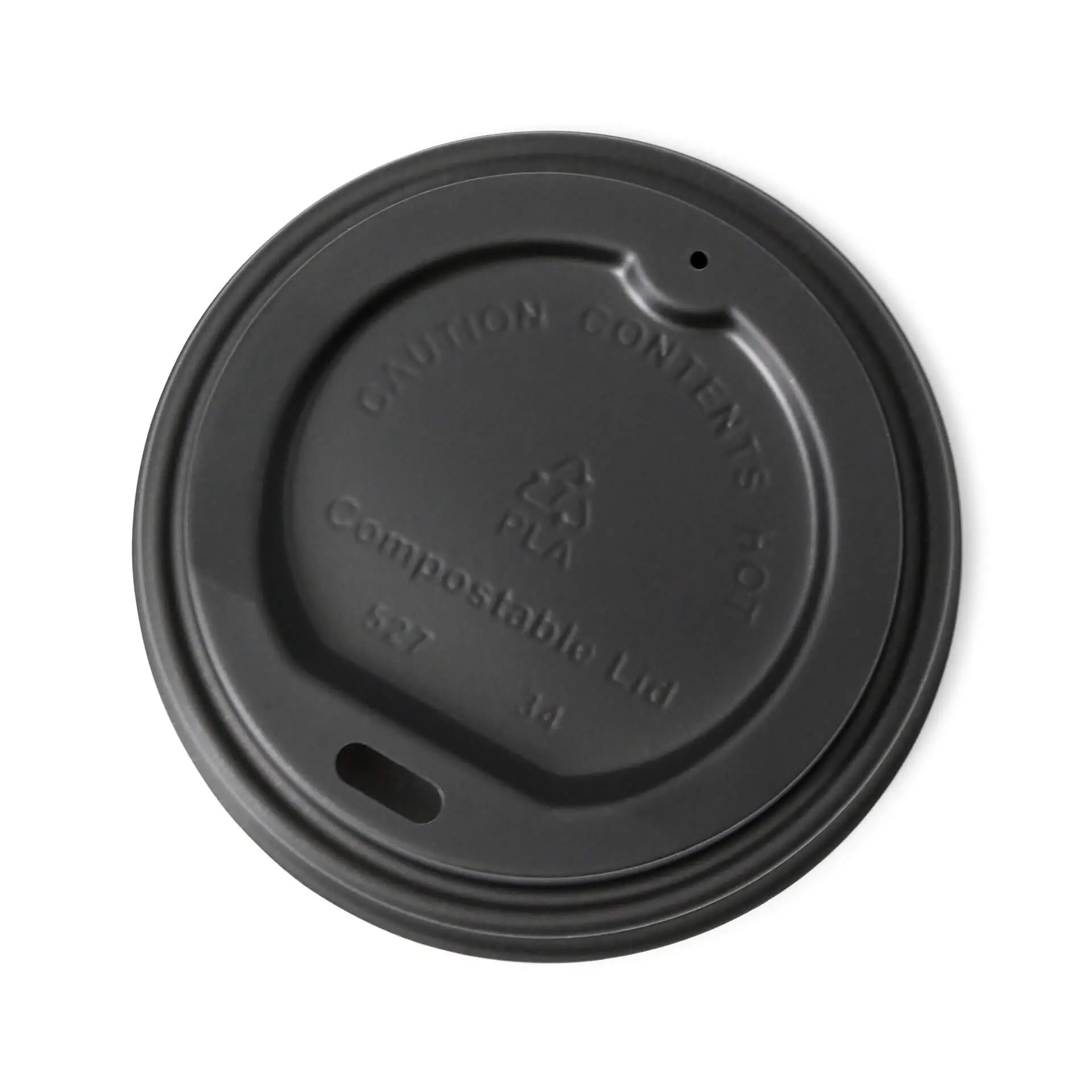 CPLA lid Ø 80 mm, black, drinking hole