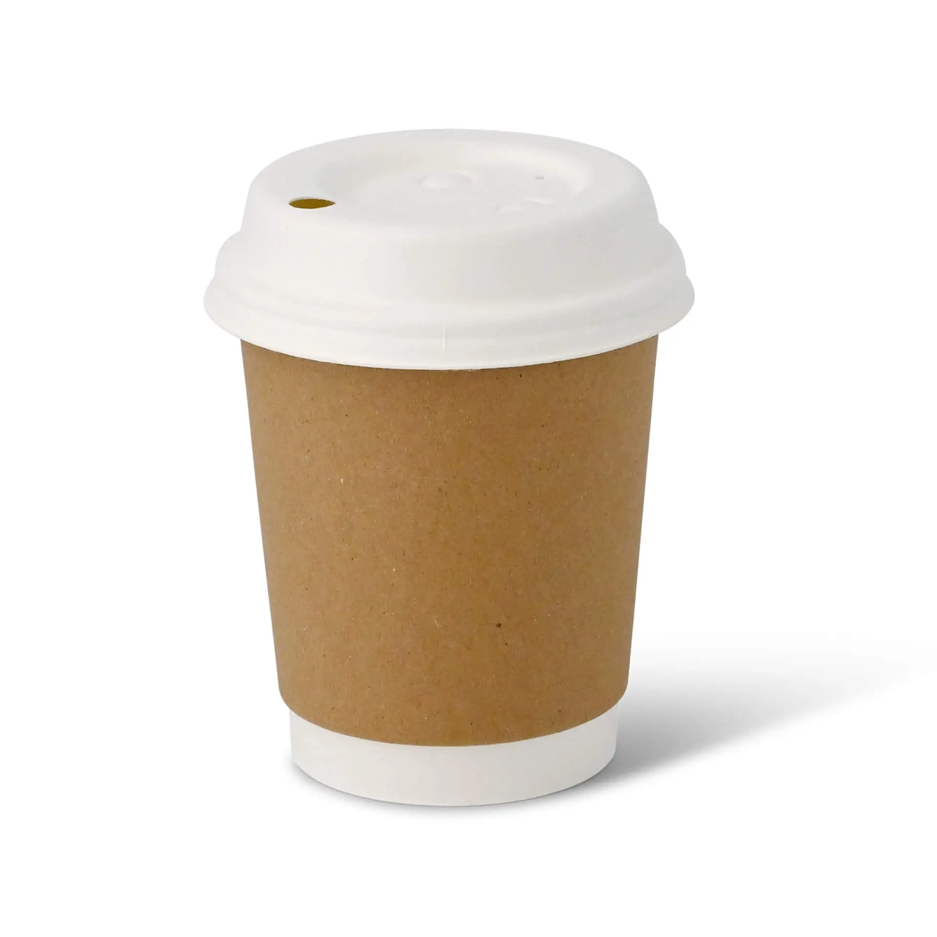 Coffee to go Becher aus Pappe (beschichtet) doppelwandig, 200 ml / 8 oz, Ø 80 mm, braun, innen weiß