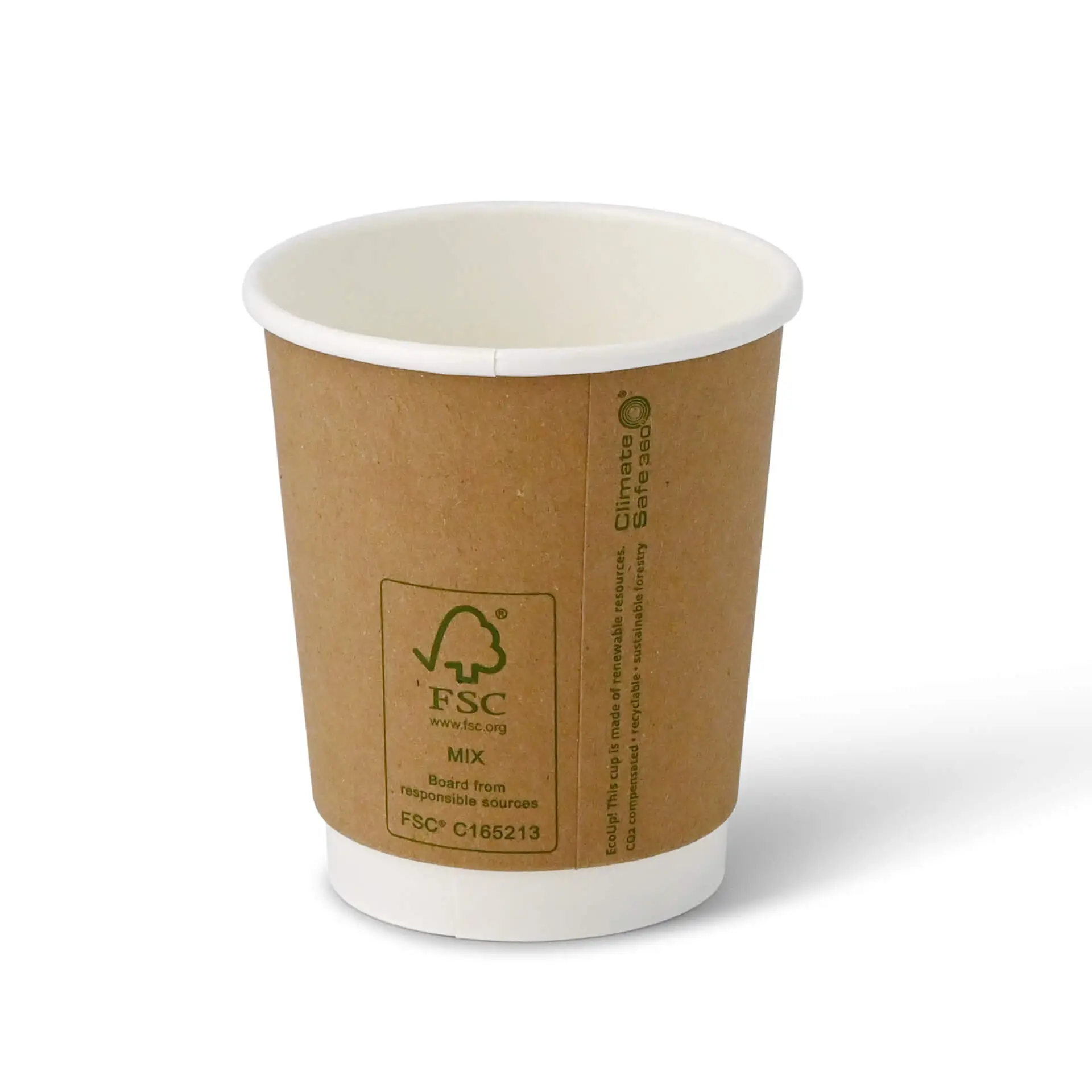 8 oz Disposable paper coffee cups double wall, Ø 80 mm, kraft