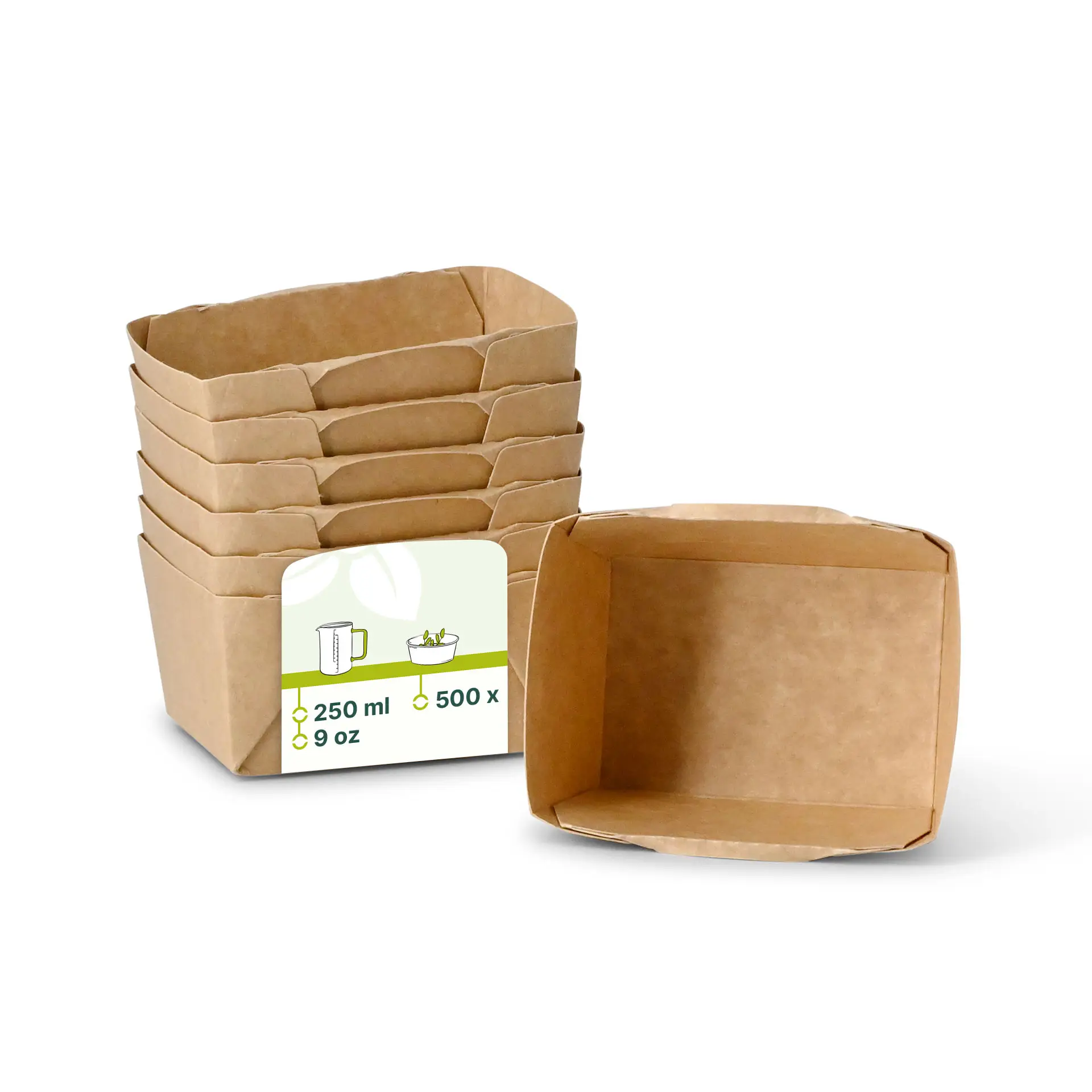 Cardboard-deli containers 250 ml, 10.5 x 8 x 5 cm, brown, rectangular, PE-coated