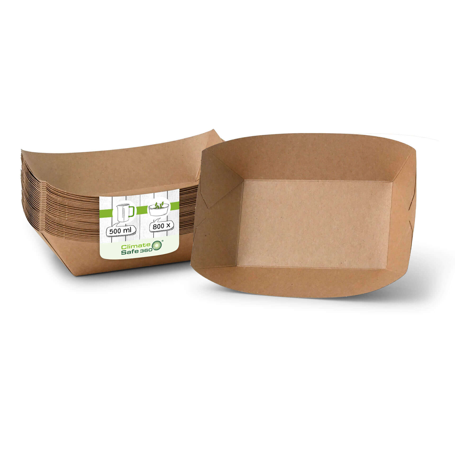Snackschalen aus Karton (Premium) 500 ml, braun, bio-beschichtet