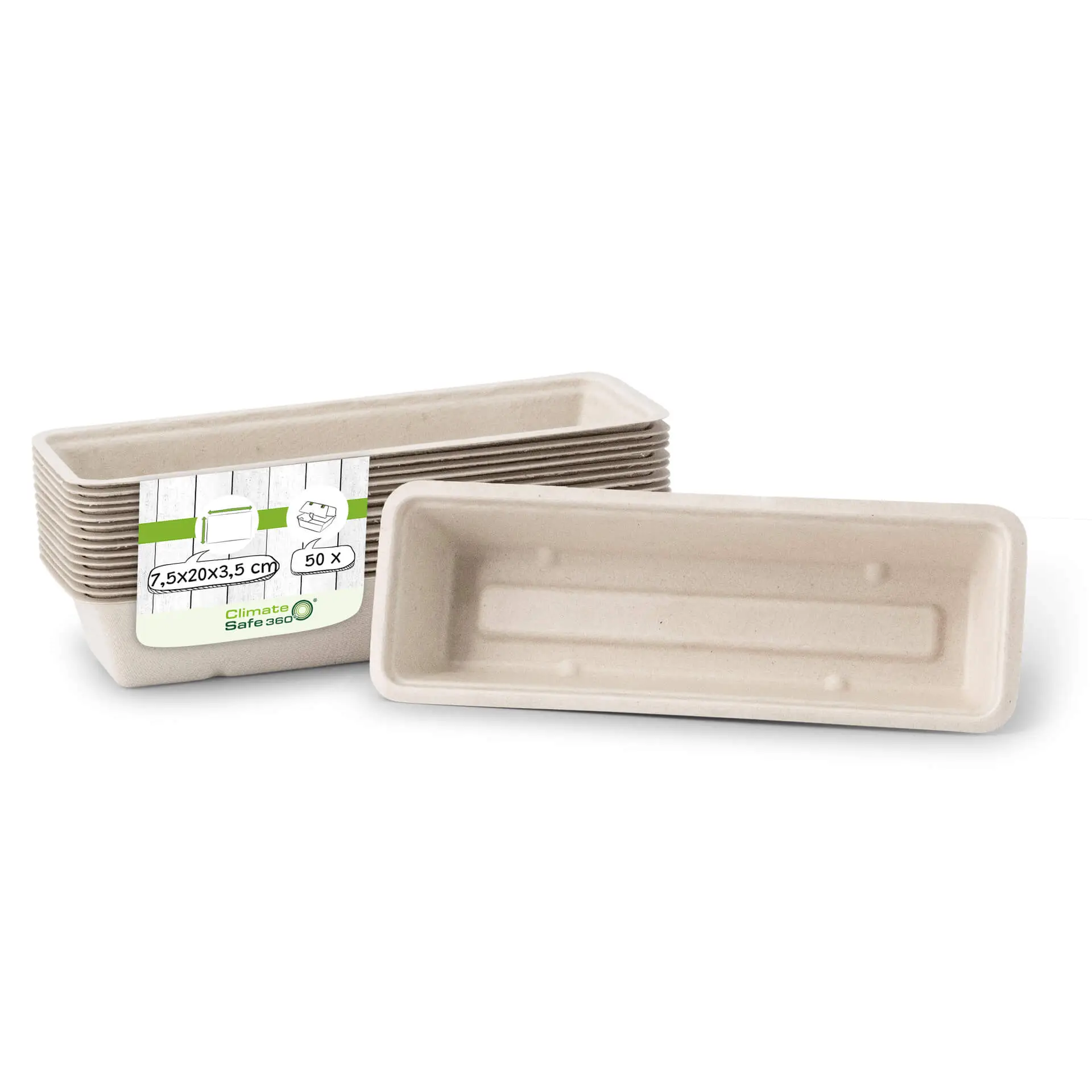 Sugarcane-snack-trays, 7.5 x 20 x 3.5 cm