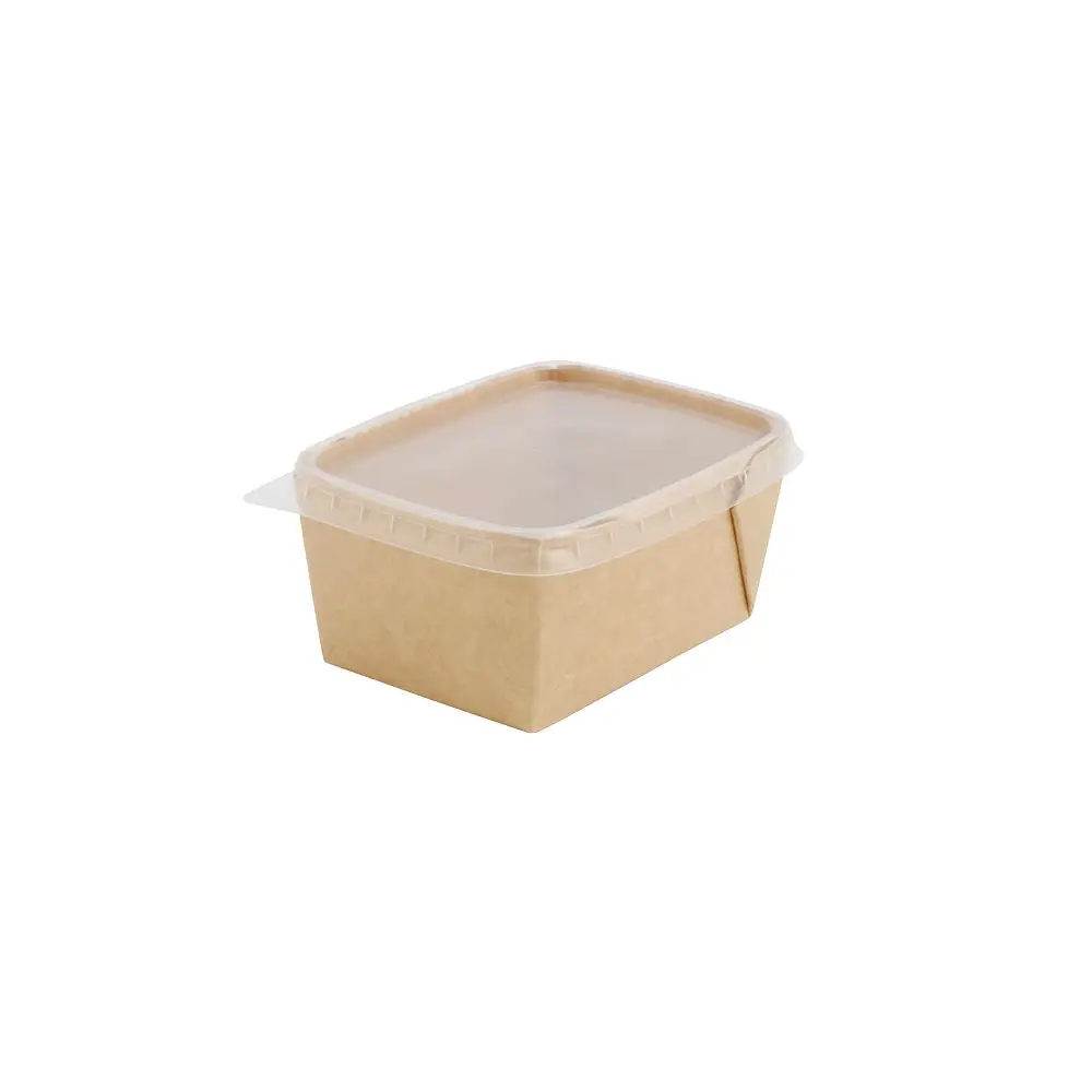 Cardboard-deli containers 250 ml, 10.5 x 8 x 5 cm, brown, rectangular, PE-coated