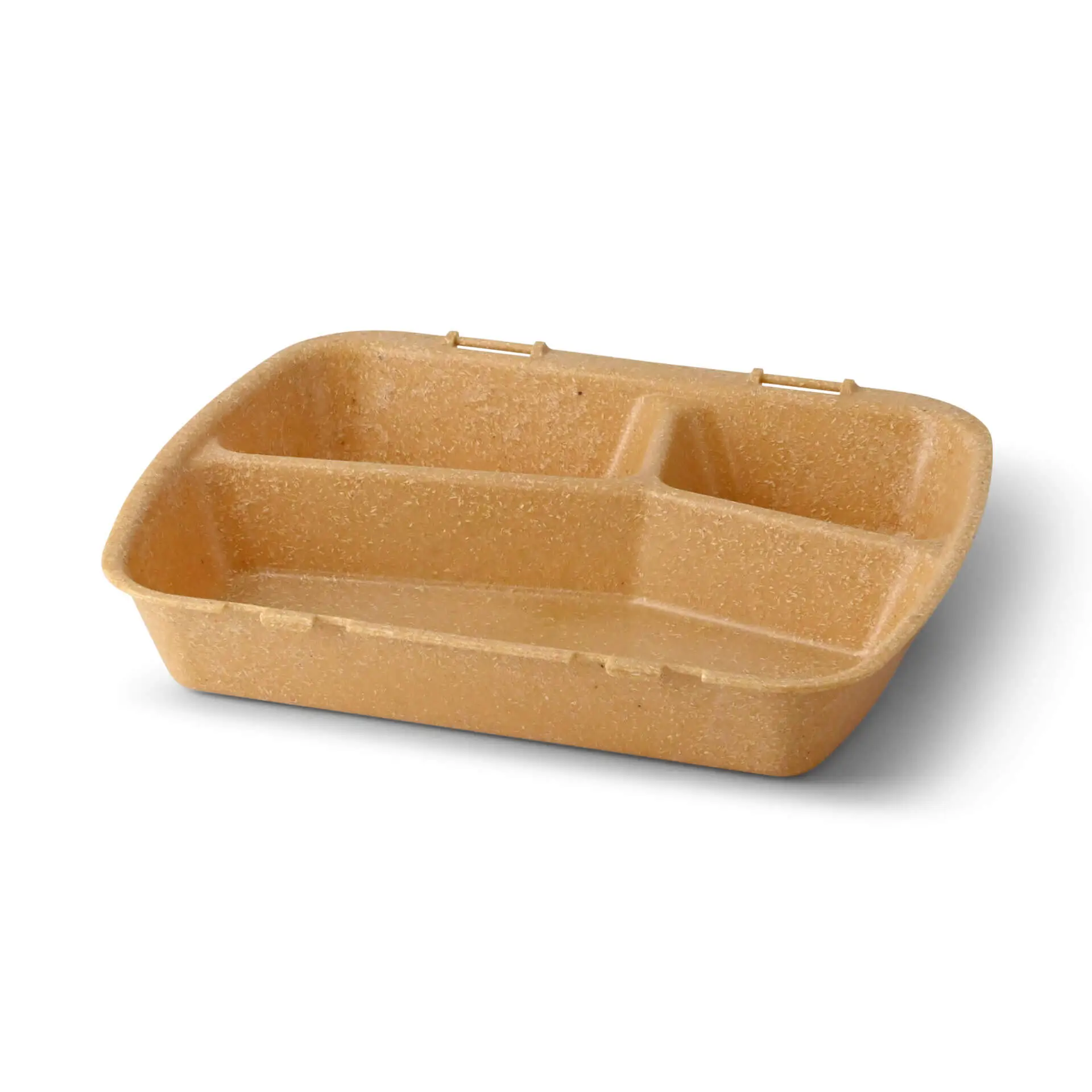 Reusable meal container "merways Box" 24.5 x 20 x 4.5 cm, 2 compartments, HP4/2, caramel / brown