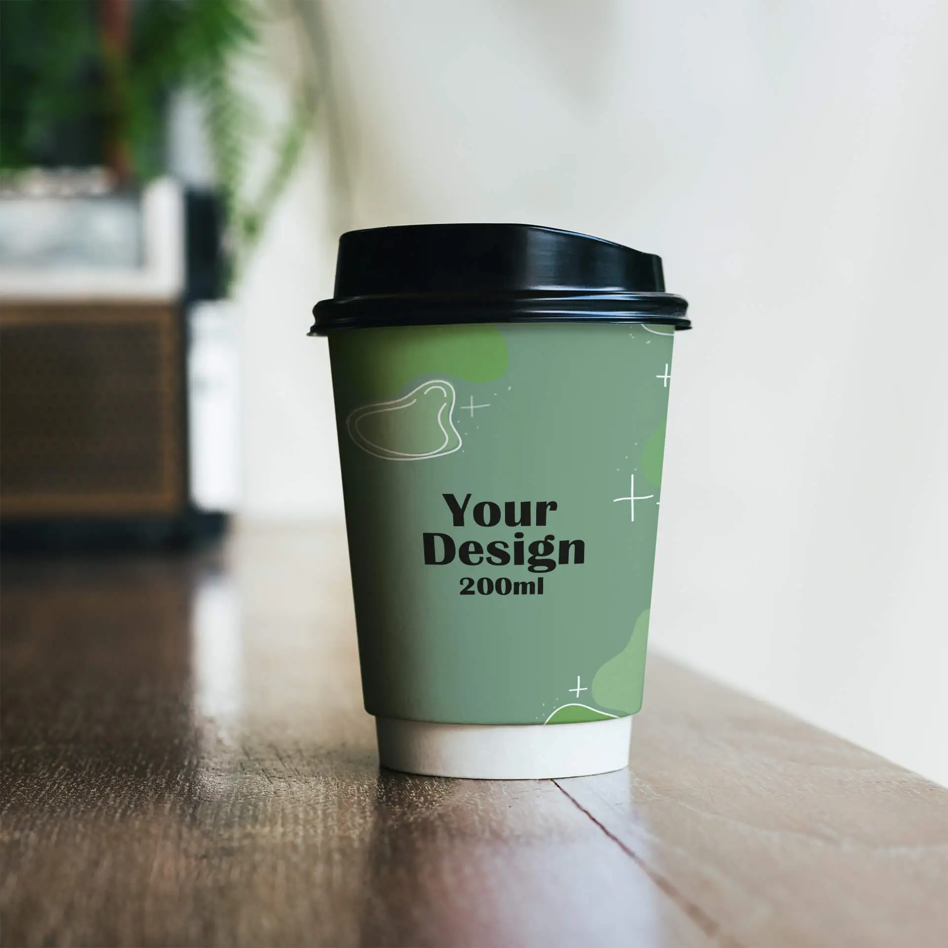 Printed take away coffee cups, double wall 8 oz, matt