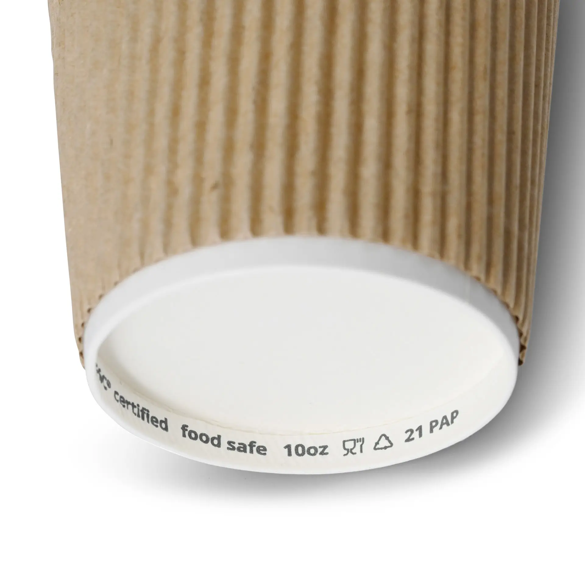 Riffelbecher (beschichtet) / Coffee to go Becher 250 ml / 10 oz, Ø 90 mm, braun, innen weiß