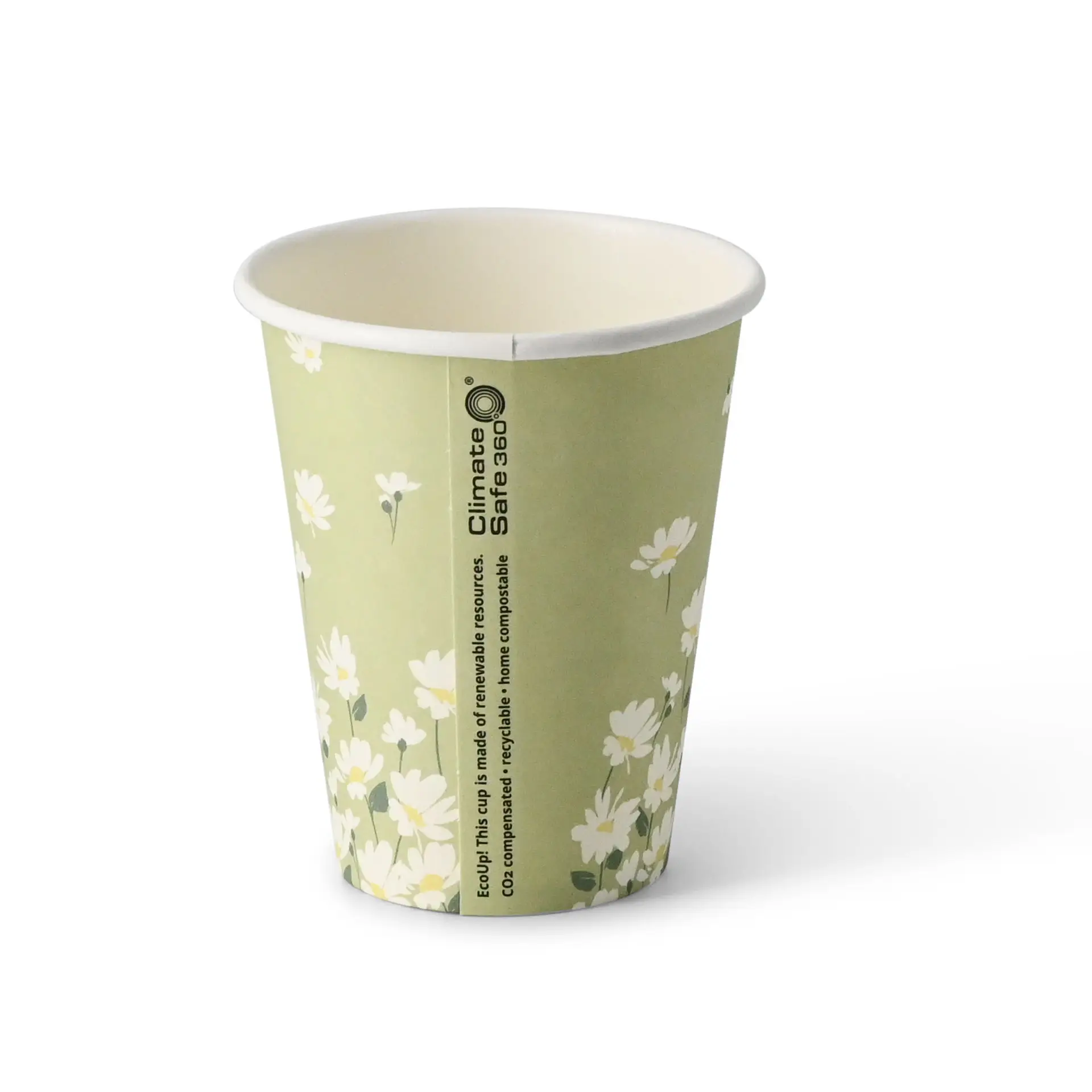 8 oz Paper cups spring 'Daisies' single wall, Ø 80 mm, green